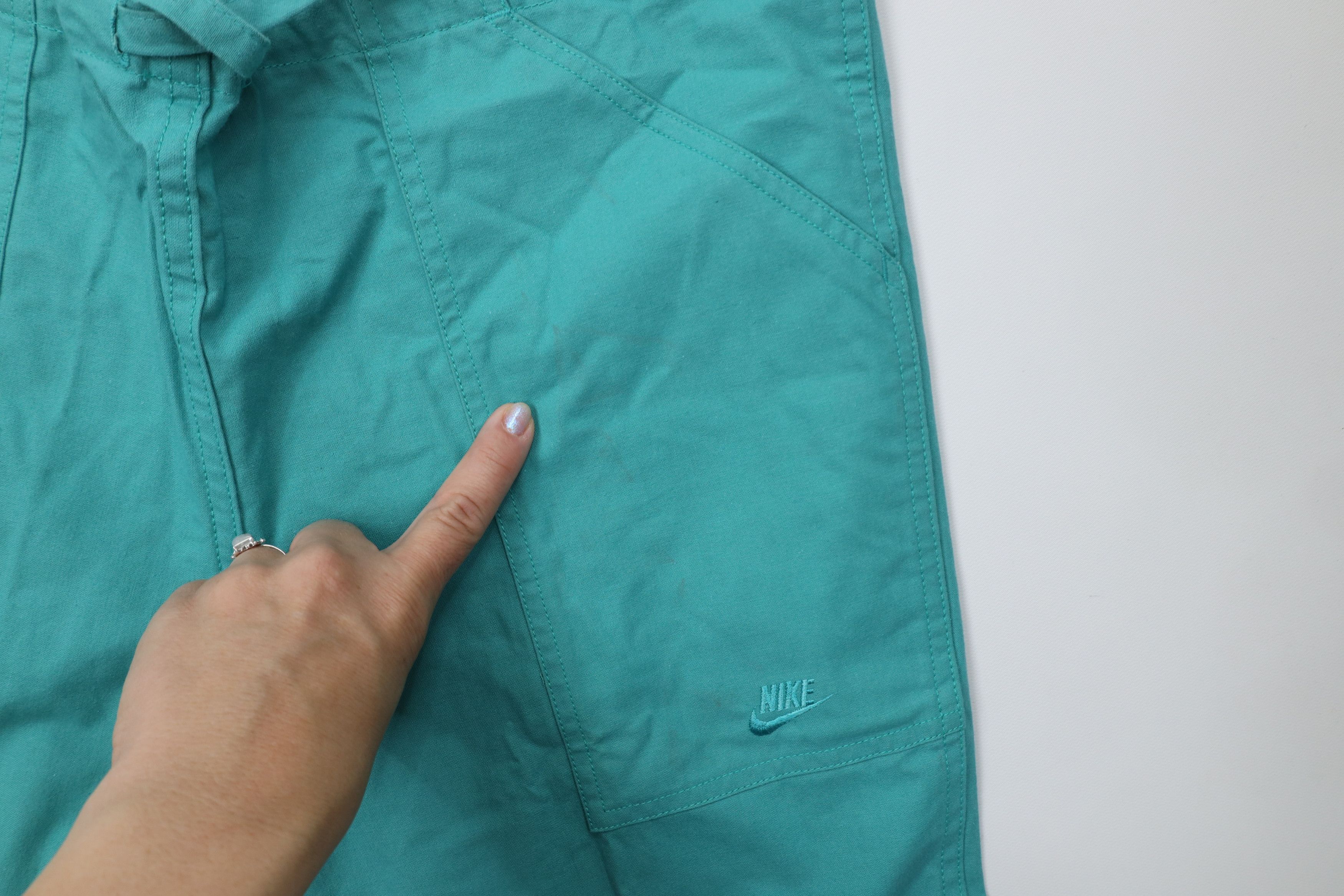 Nike Deadstock Vintage 80s 90s Nike Basketball Pants Teal Cotton Size US 34 / EU 50 - 6 Thumbnail