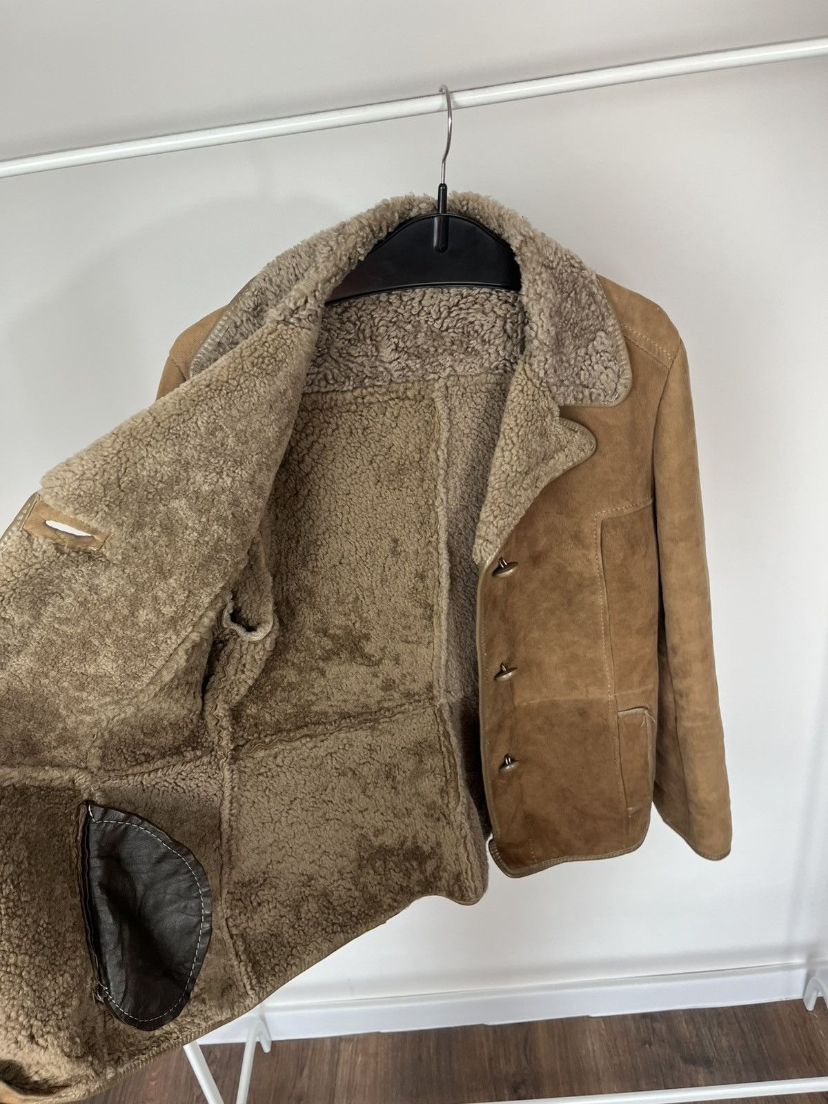 Other Vintage Shearling Sheepskin Coat Brown Real Fur Jacket UK Size M / US 6-8 / IT 42-44 - 9 Thumbnail