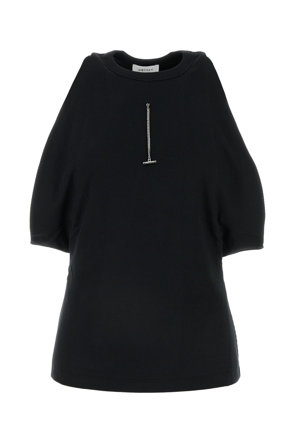 Alexander McQueen Black Stretch Cotton Top Size XS / US 0-2 / IT 36-38 - 1 Thumbnail