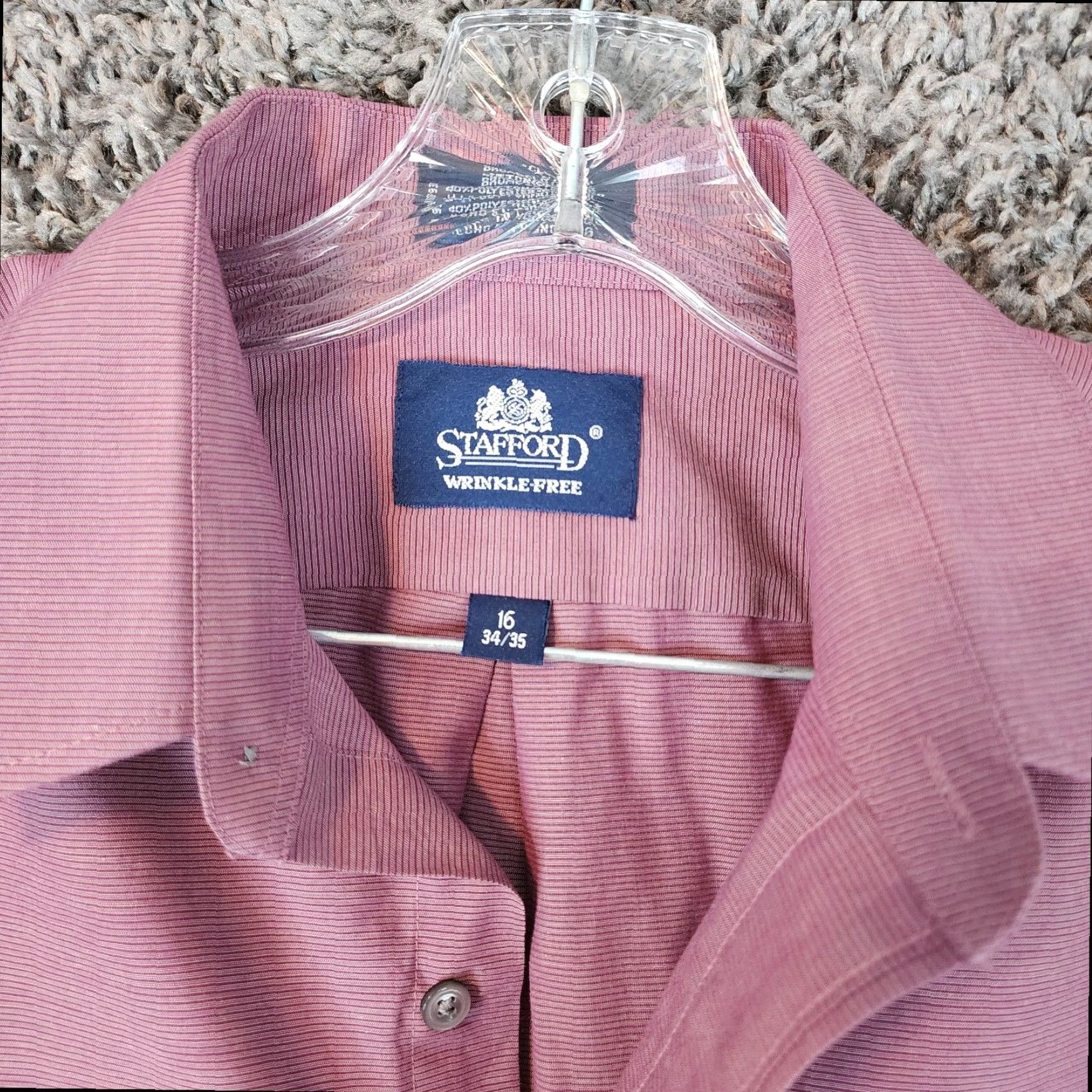 Stafford VINTAGE Stafford Mens Long Sleeve Dress Shirt Size 16 Maroon Purple Size US L / EU 52-54 / 3 - 4 Thumbnail