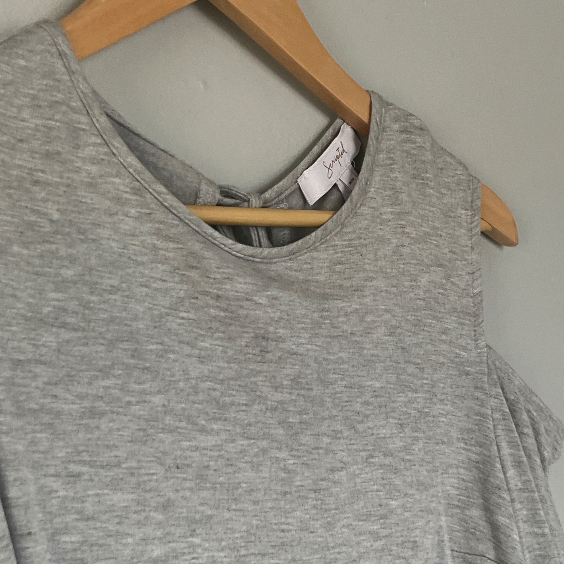 Designer Scripted Cold-Shoulder Women's Top in Gray Size M / US 6-8 / IT 42-44 - 6 Thumbnail