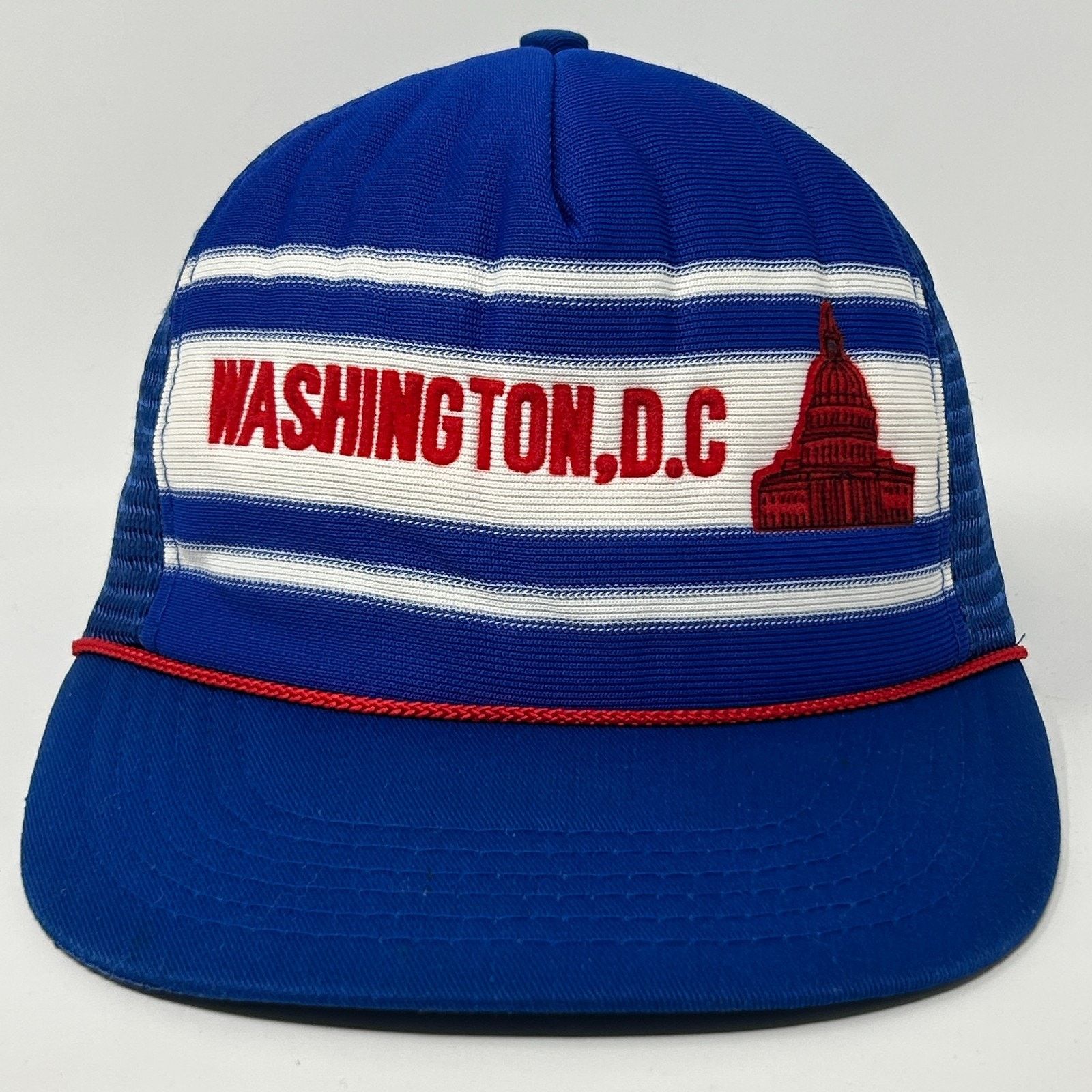 Vintage Vintage 80s Washington DC Trucker Hat Baseball Cap USA Blue Size ONE SIZE - 1 Thumbnail