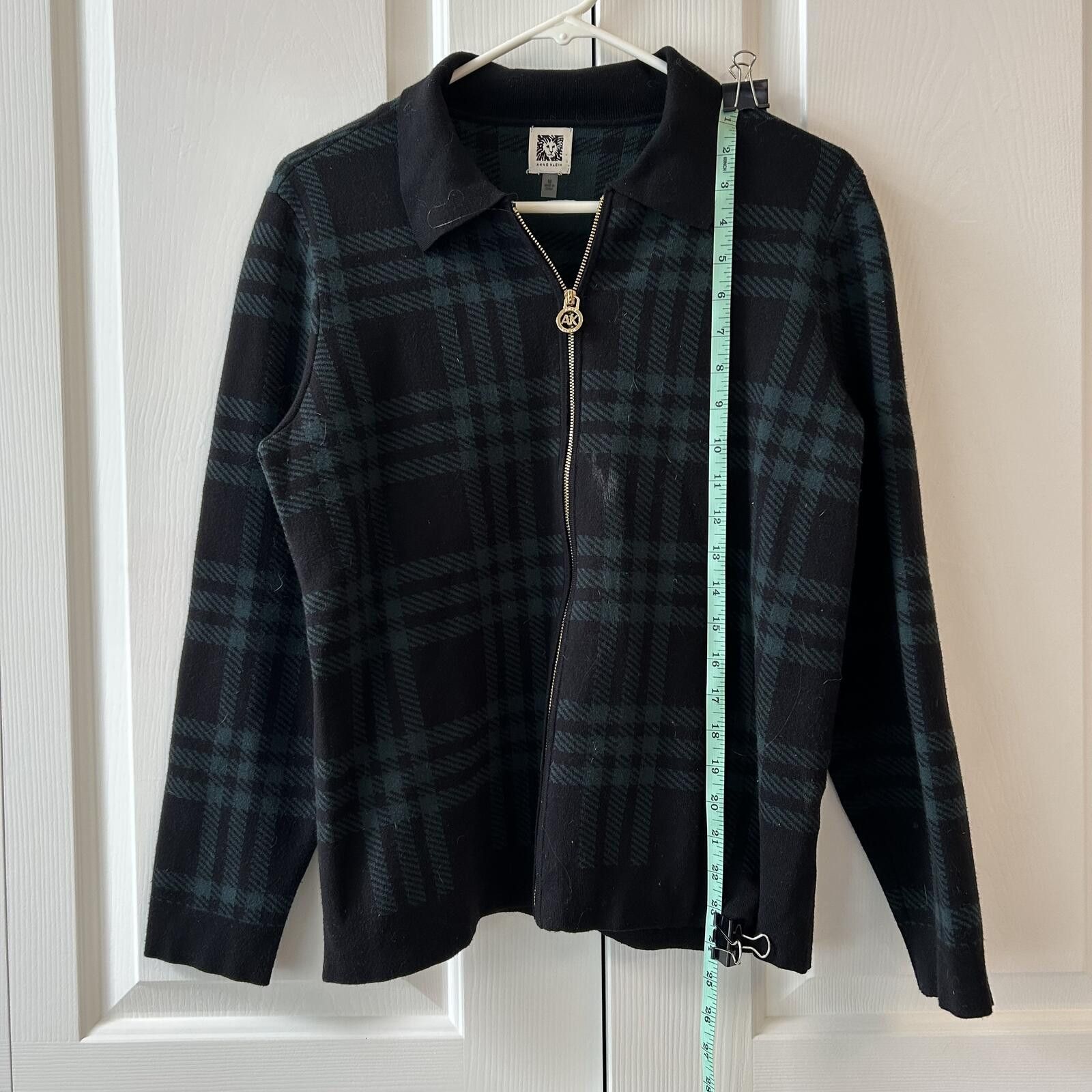 Other Women’s M $119 Orig - Anne Klein Plaid Zip-Up Sweater Size M / US 6-8 / IT 42-44 - 3 Thumbnail
