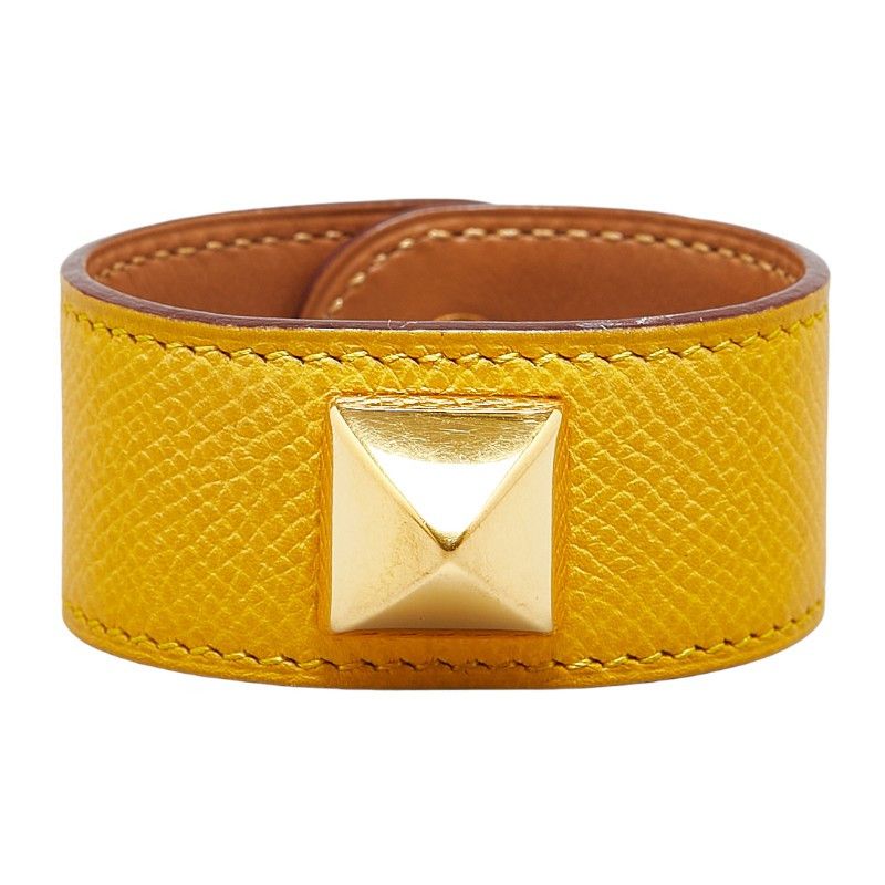 Hermes Hermes Hermes Medor Leather Gold Plated Bracelet Leather Bangle in Very Good Condition Size ONE SIZE - 1 Thumbnail