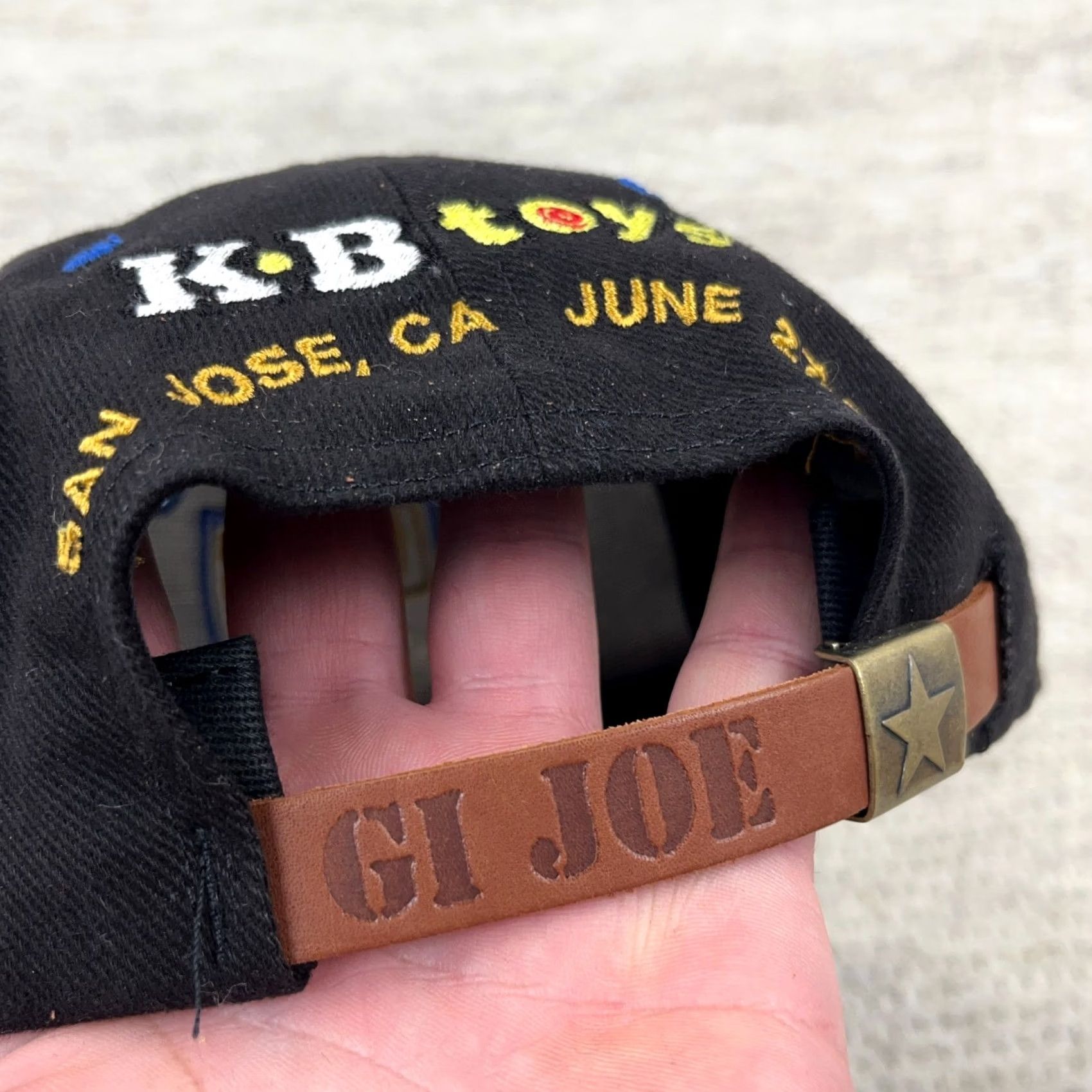 Vintage VINTAGE GI Joe Hat Cap Black Leather Strap Back KB Toys Promo Convention 90s Size ONE SIZE - 4 Thumbnail
