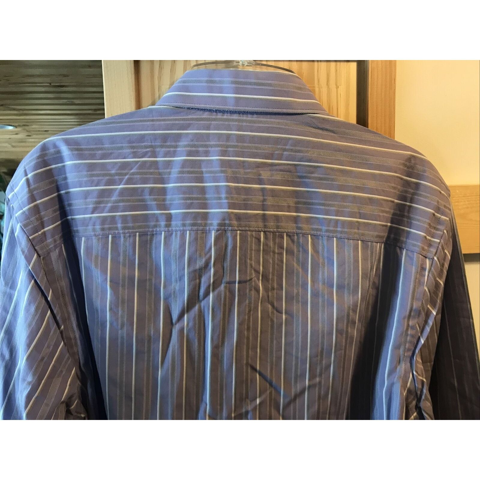 Perry Ellis Perry Ellis Men’s M Purple Striped Button Down Cotton Shirt Size US M / EU 48-50 / 2 - 10 Thumbnail