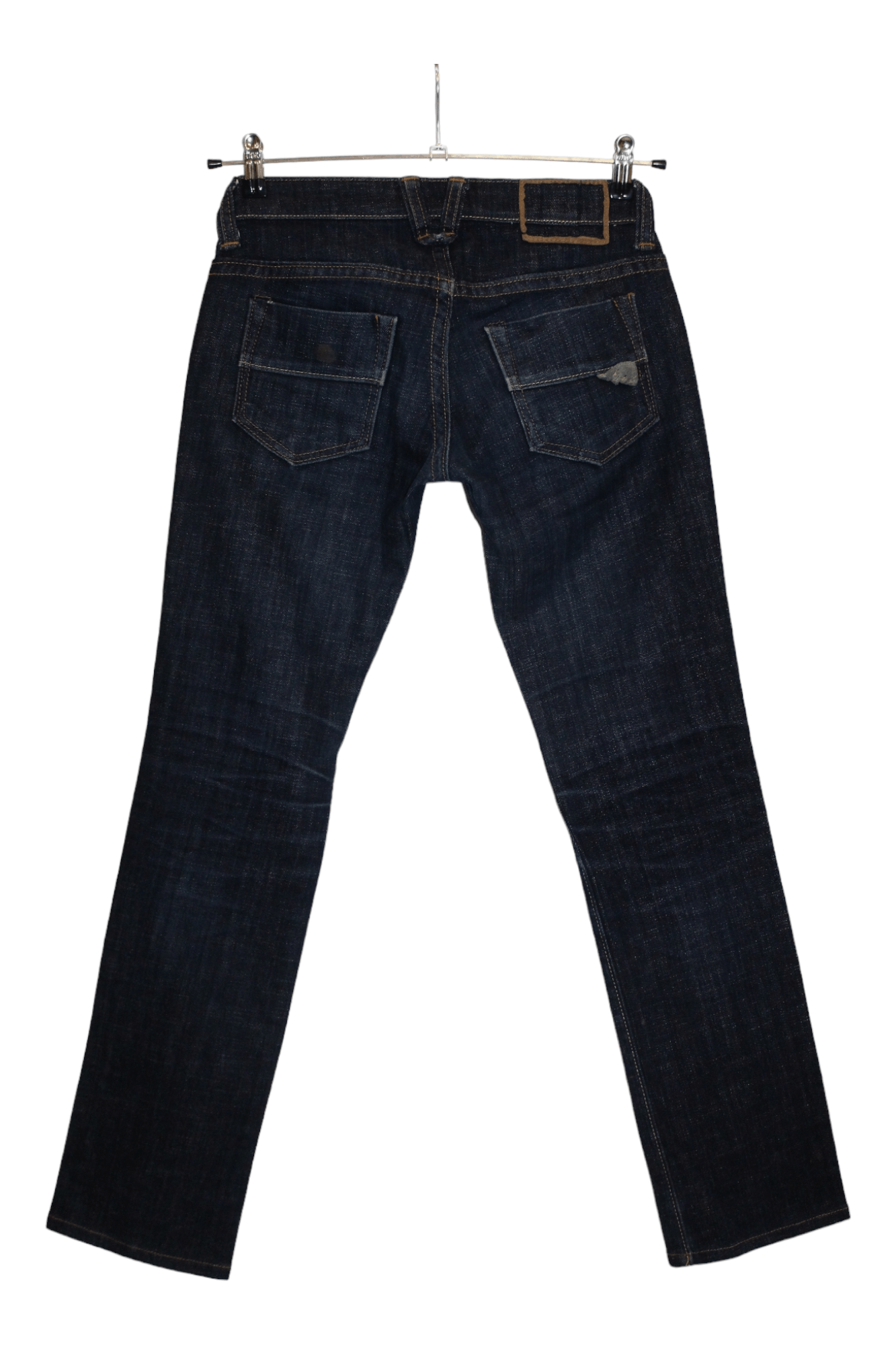 Hollywood Trading Company HTC Los Angeles Blue Raw Denim Straight-Leg Low Rise Jeans Size 28" / US 6 / IT 42 - 2 Thumbnail