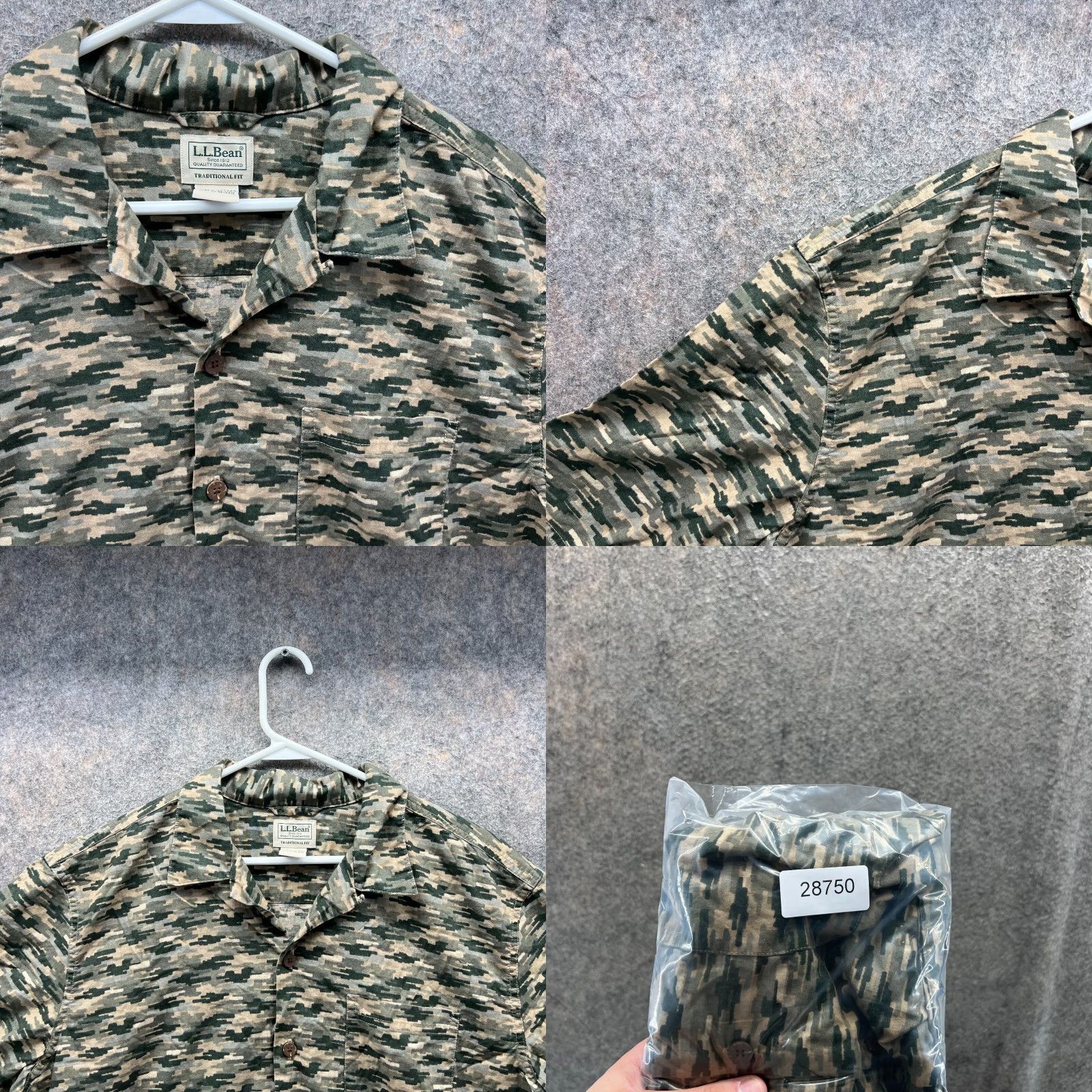 Vintage VINTAGE LL Bean Shirt Men Large Green Button-Down Camouflage Tropical Woven Cotton Button-Up Short Sleeve Chest 42 in Size US L / EU 52-54 / 3 - 8 Thumbnail