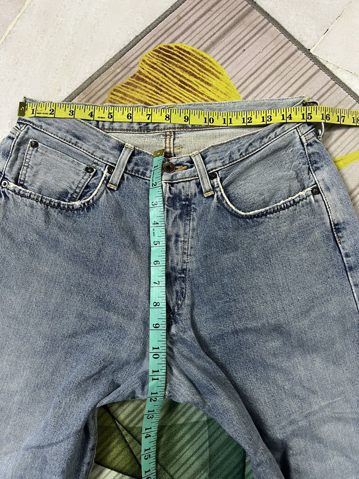 Edwin × Japanese Brand × Vintage EDWIN 505 FADED SELVEDGE DISTRESSED JEANS Size US 30 / EU 46 - 11 Thumbnail