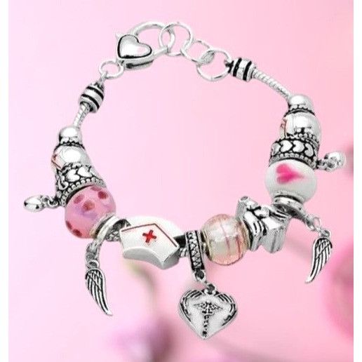 Handmade Nurse Charm Bracelet New Frontline Heroes Angels New RN LPN Size ONE SIZE - 1 Thumbnail