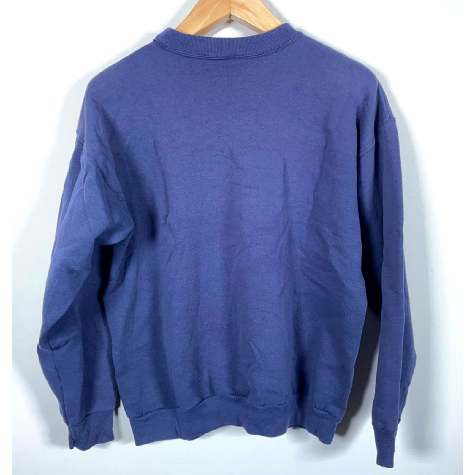 Hanes VINTAGE Hanes Sweatshirt Crewneck 90s Nautical Dark Blue Men Large Woolly Cotton Fleece Graphic Print Logo City Wixom Lake Michigan Size US L / EU 52-54 / 3 - 2 Thumbnail