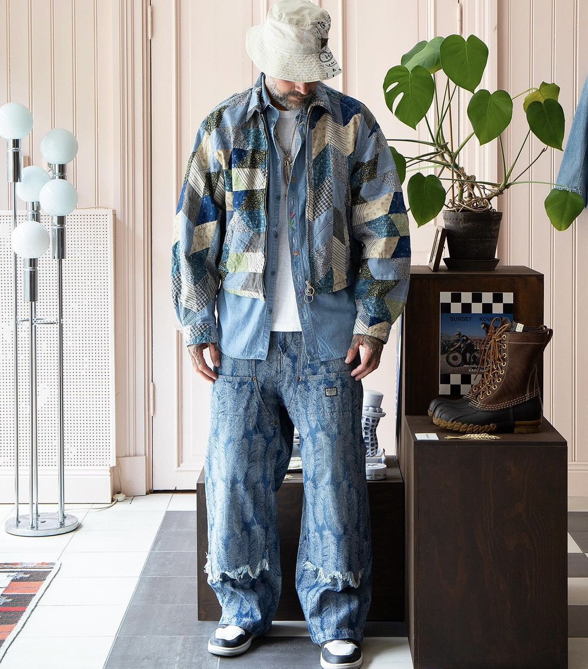 Kapital Kapital Yabane Cropped Quilted Patchwork Cotton Linen Jacket Size US L / EU 52-54 / 3 - 8 Thumbnail