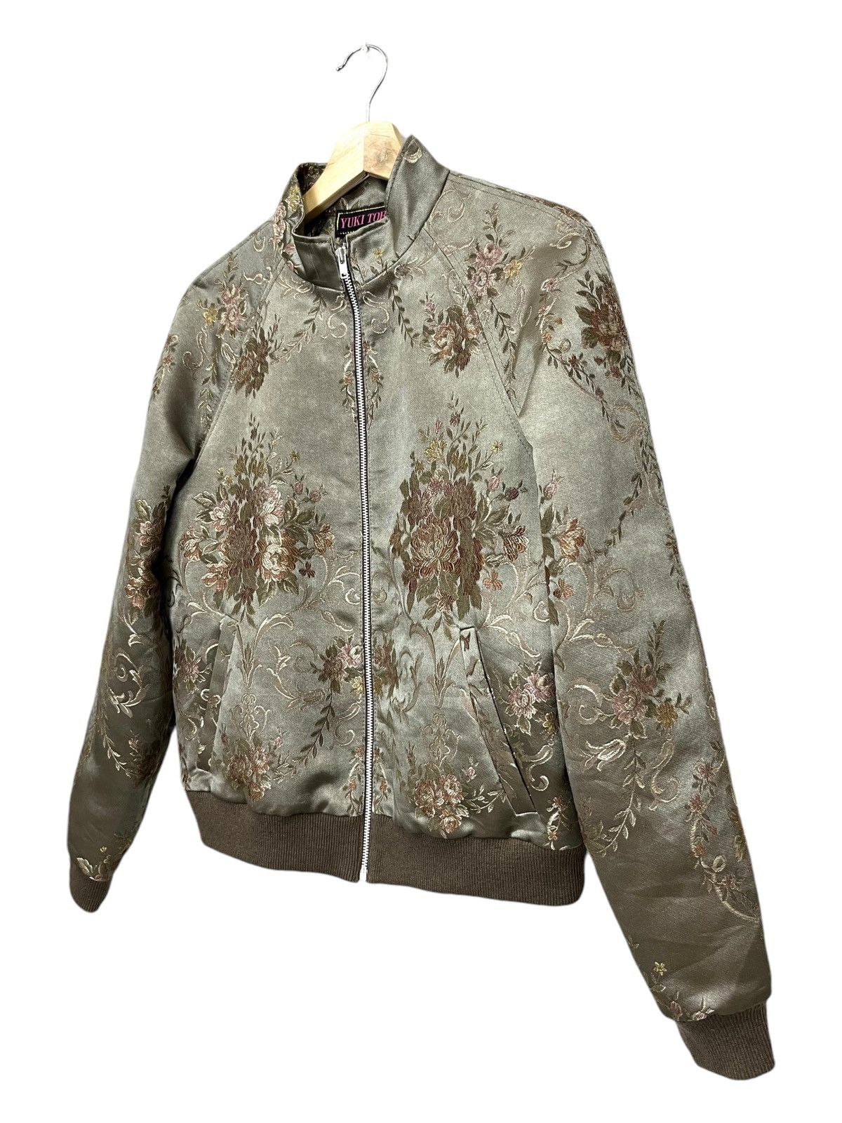 Japanese Brand Vintage YUKI TORII Flower Poly Satin Jacquard Brocade Design Size S / US 4 / IT 40 - 2 Thumbnail