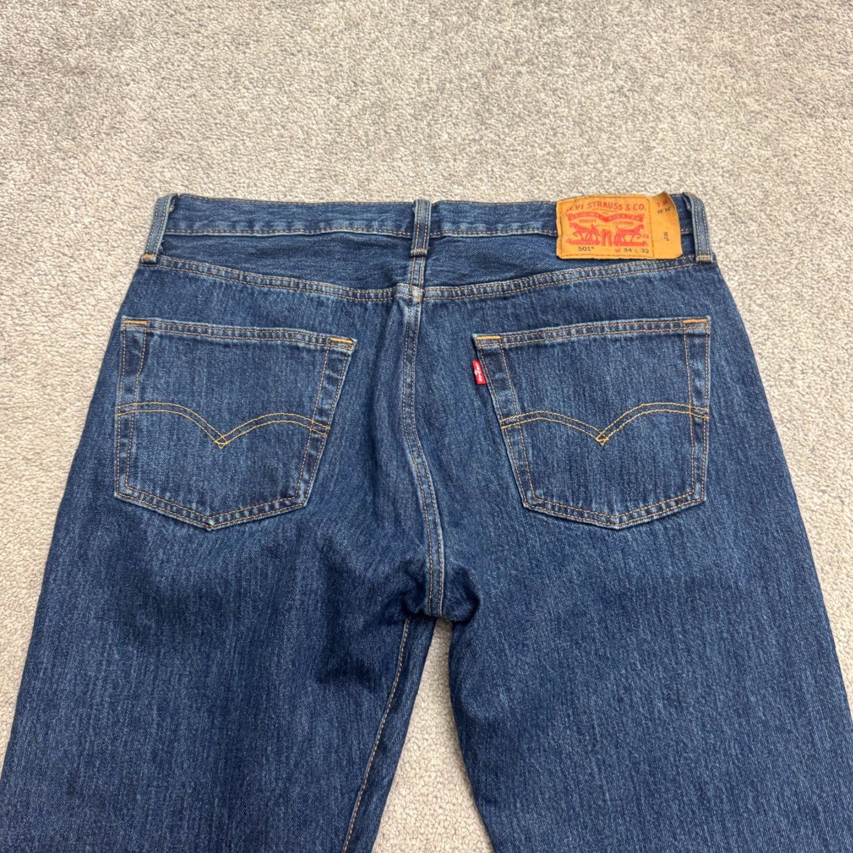 Levi's Levi's 501 Original Fit Straight Jeans Dark Wash 34x32 Navy Blue Denim Button Fly Mens Jeans Regular 501 Series Streetwear Vintage No Size US 33 - 5 Thumbnail