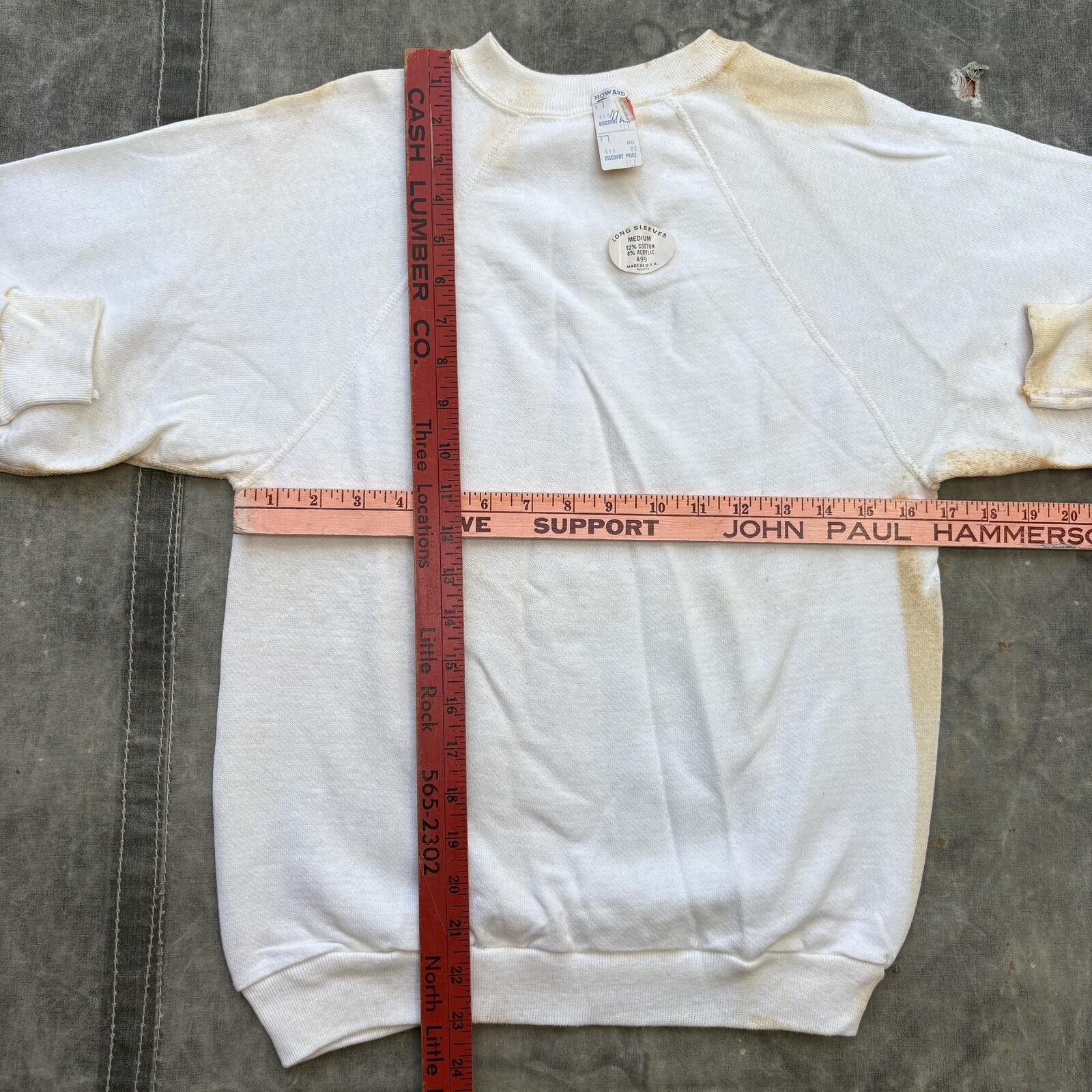 Vintage Vintage 60s 70s Deadstock Blank White Stained Sweatshirt Size US M / EU 48-50 / 2 - 3 Thumbnail