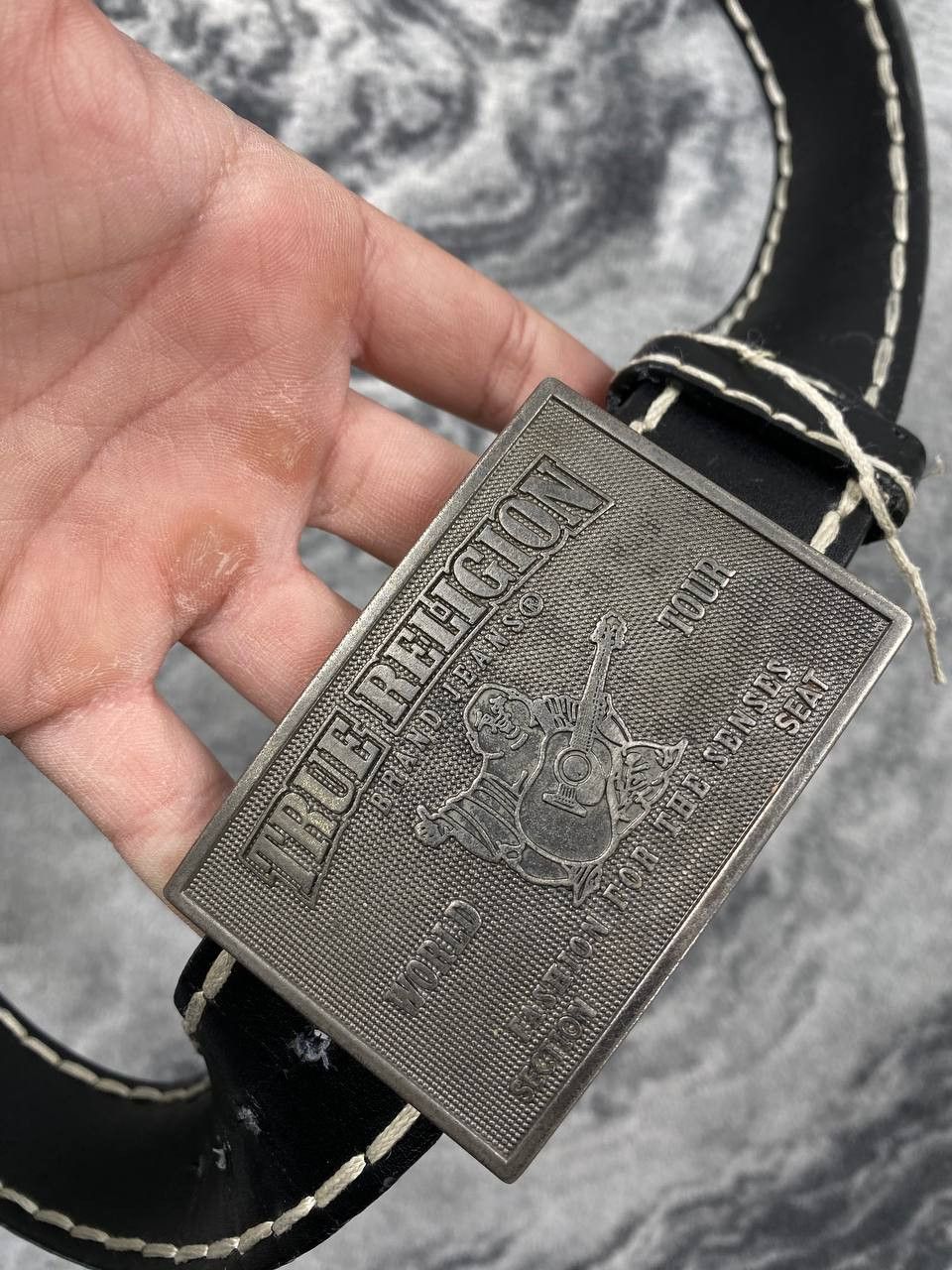 True Religion True Religion Stitched Leather Belt Men Black Size ONE SIZE - 10 Thumbnail