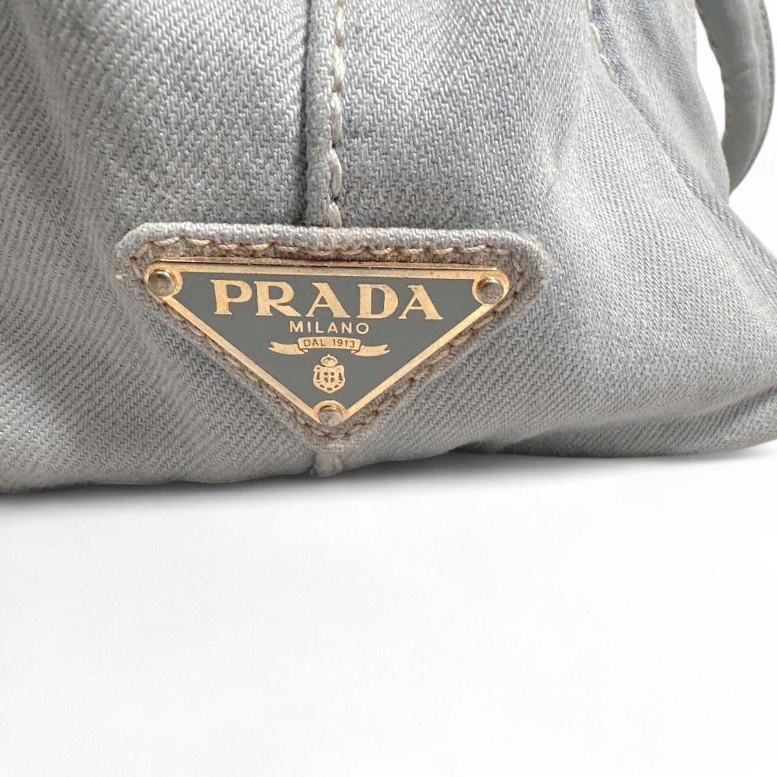 Prada Prada - Light Gray Canvas Tote Bag Size ONE SIZE - 2 Thumbnail