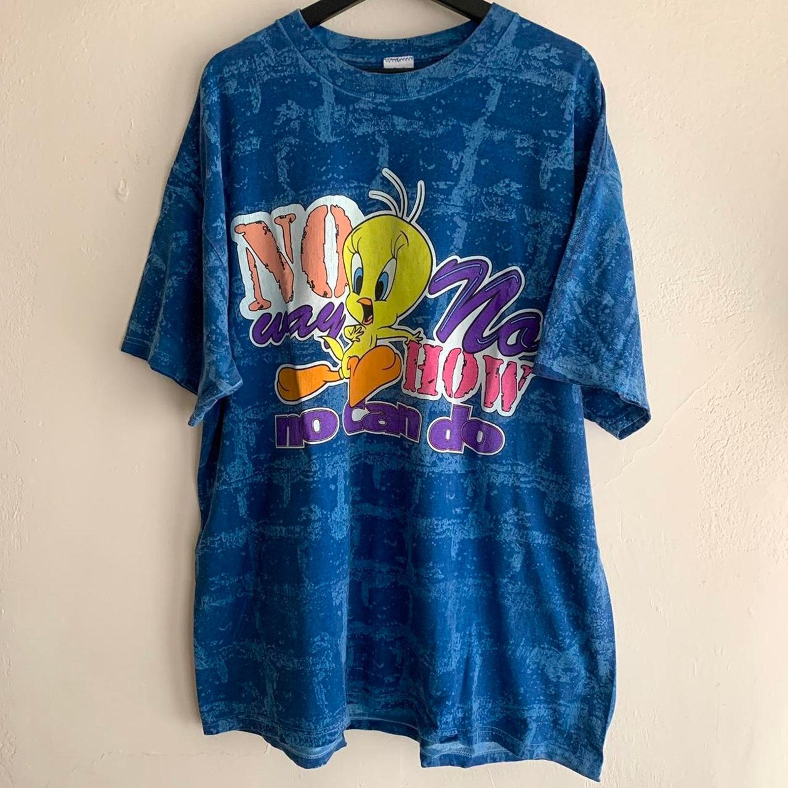 Vintage 90s Tweedy Bird Block Print T Shirt Size US XL / EU 56 / 4 - 1 Thumbnail