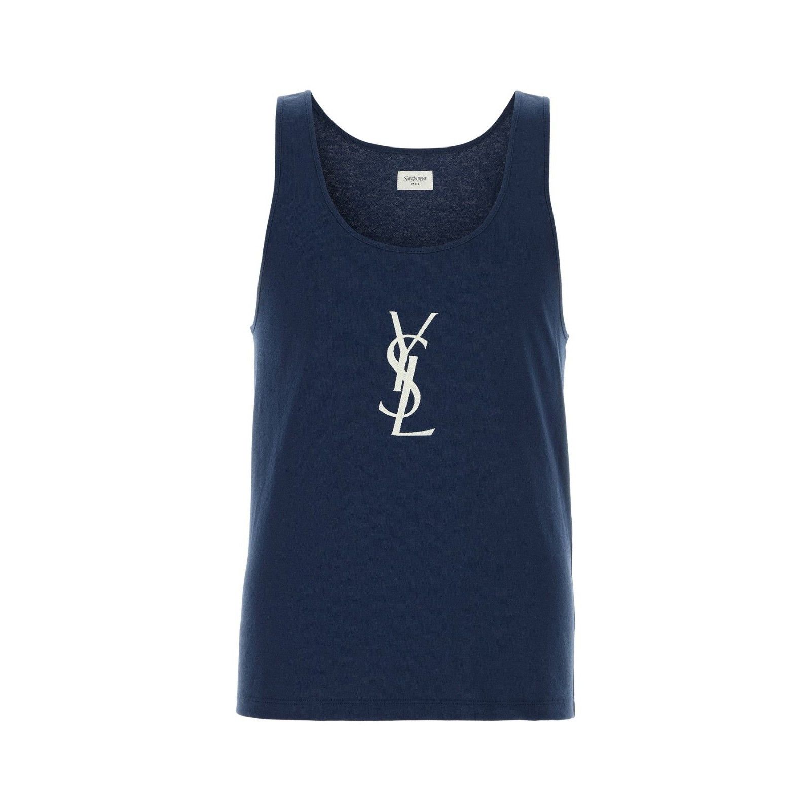 SAINT LAURENT Blue Cotton Tank Top New & Authentic (Men's si