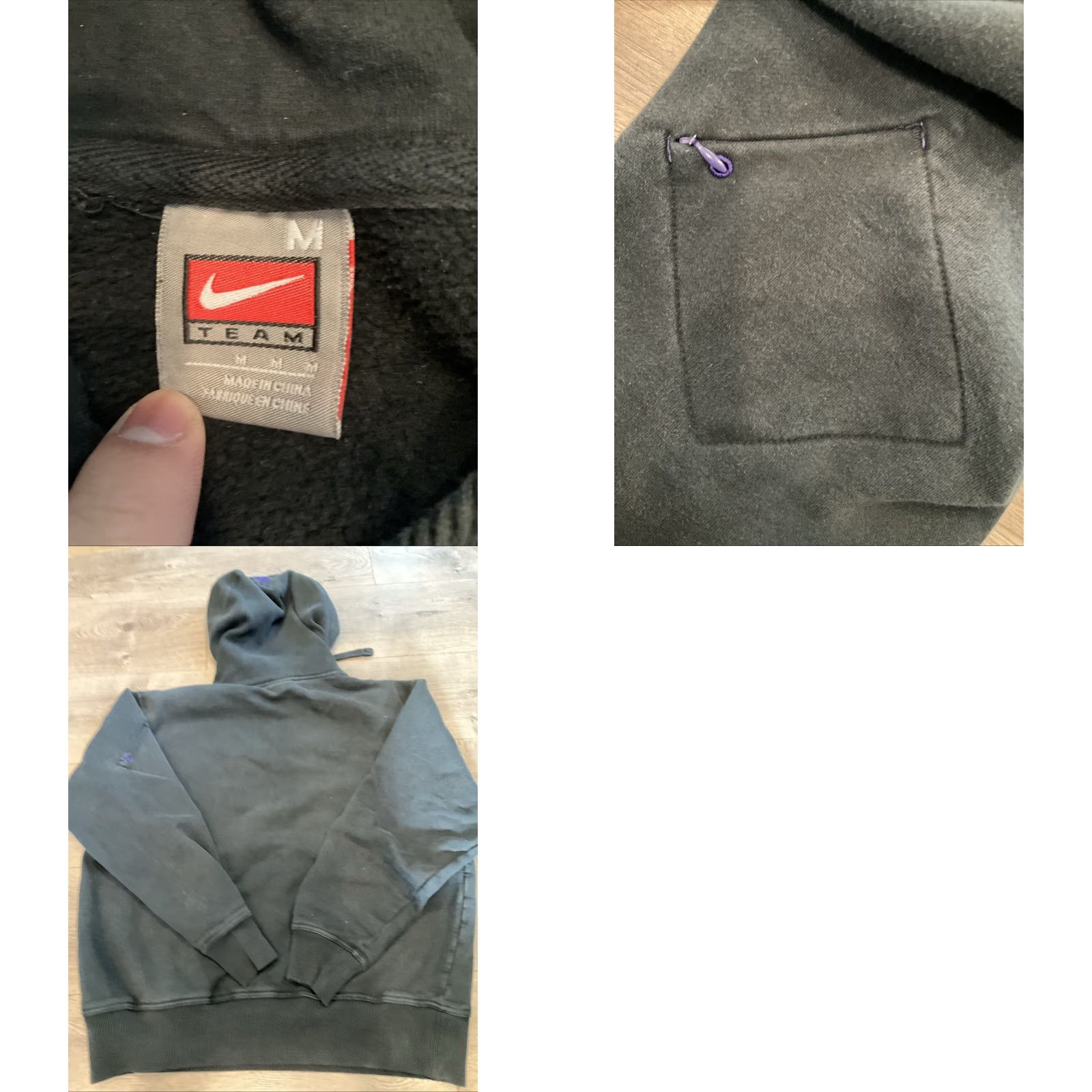Nike VINTAGE Nike Hoodie Team Washington Huskies M Black Logo Pullover Mens 90s College Football Basketball Gym Size US M / EU 48-50 / 2 - 8 Thumbnail