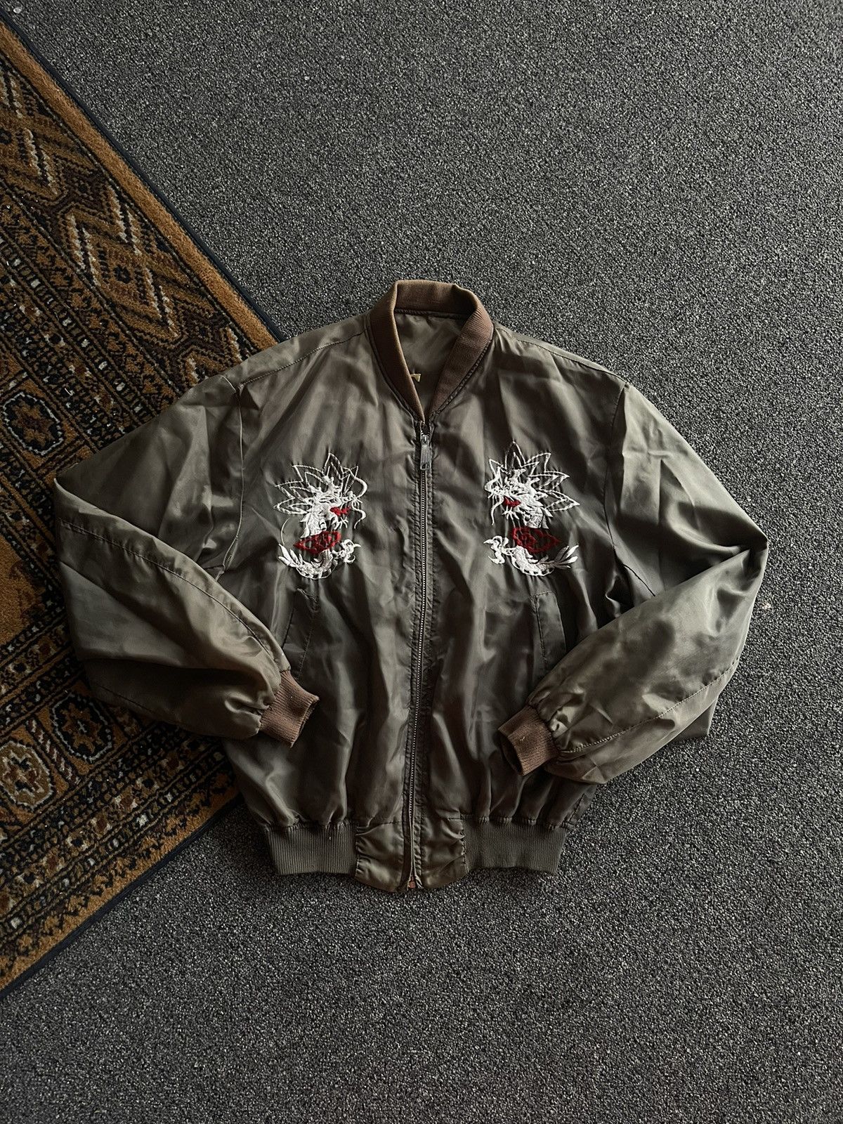 image of Military x Vintage Vietnam Souvenir Jacket in Dark Green, Men's (Size Small)