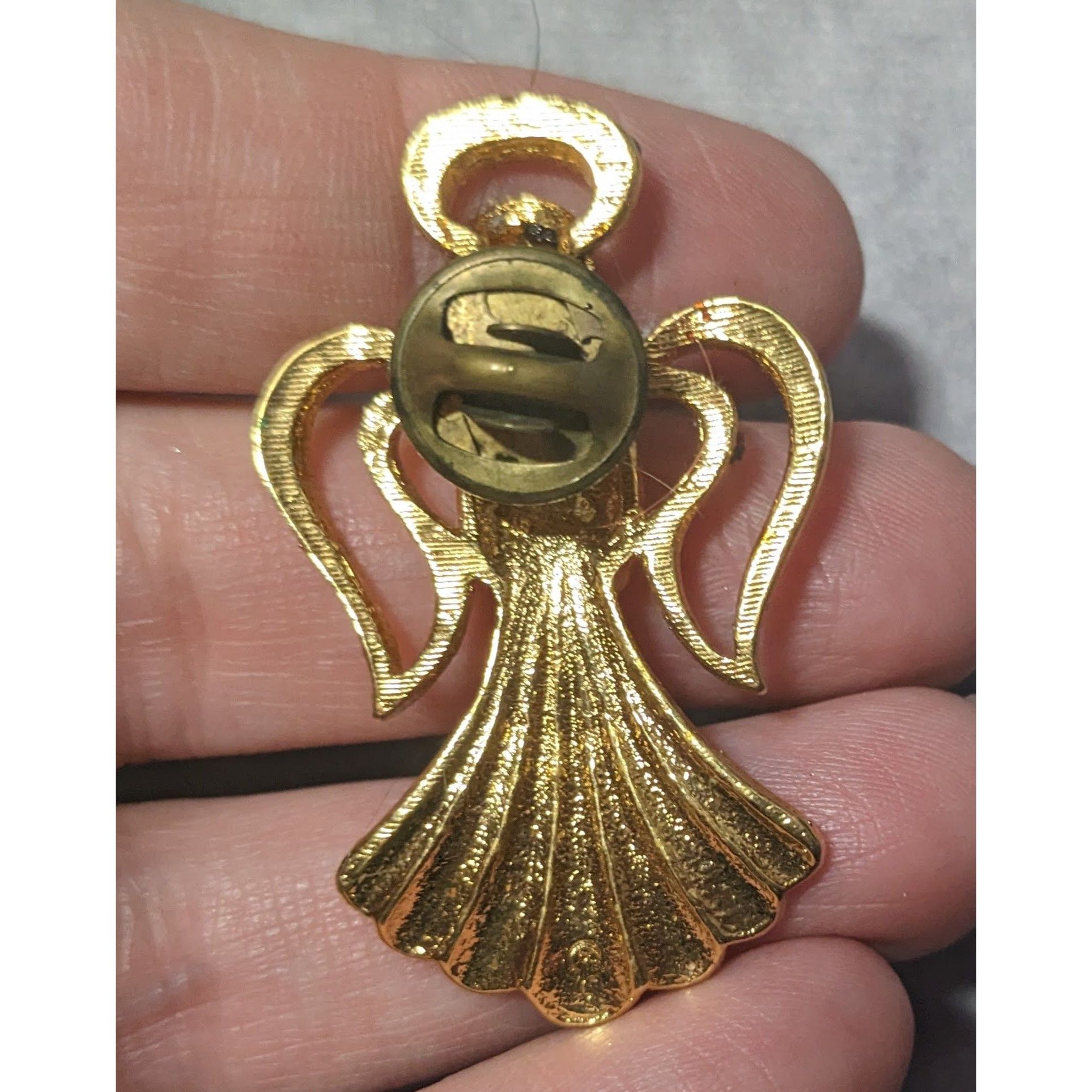 Other Vintage Guardian Angel Gold Tone Rhinestone Halo Lapel Pin Size ONE SIZE - 3 Thumbnail