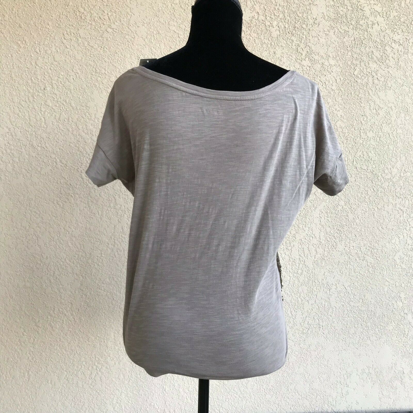 Loft LOFT Light Gray Sequined Striped Short Sleeve Top NEW Small Size S / US 4 / IT 40 - 3 Thumbnail