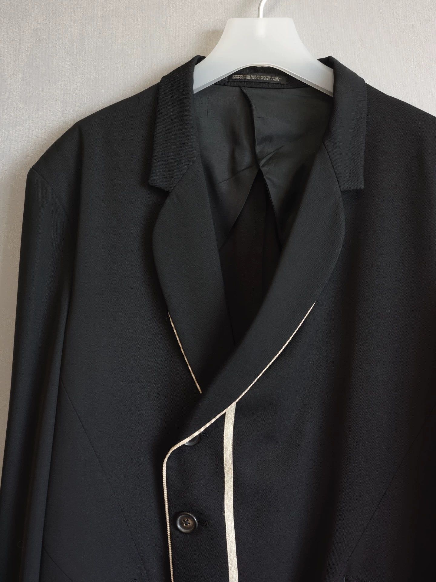 Yohji Yamamoto Yohji Yamamoto 97SS J93 White Trim Wool Jacket M Size US M / EU 48-50 / 2 - 4 Thumbnail