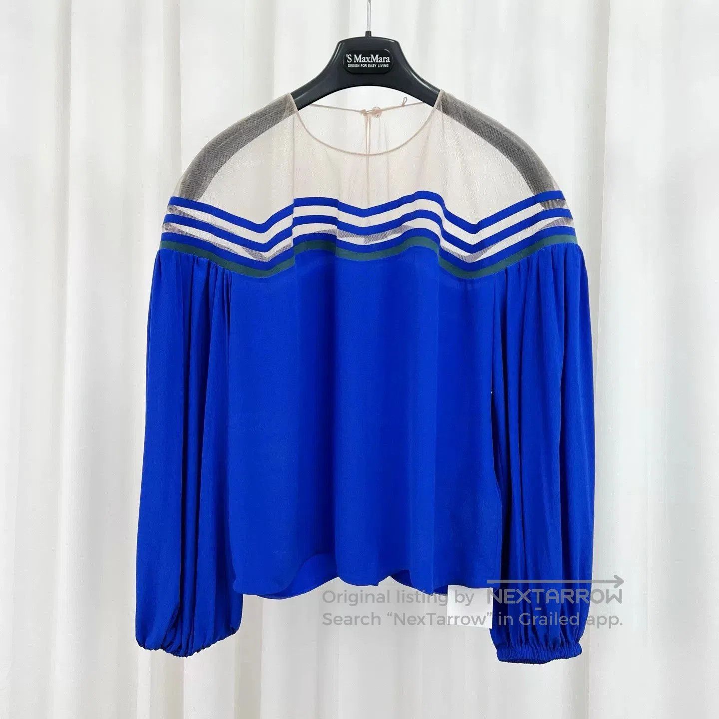 Fendi Fendi Blue White Silk Lantern Sleeve Top. Size S / US 4 / IT 40 - 1 Thumbnail