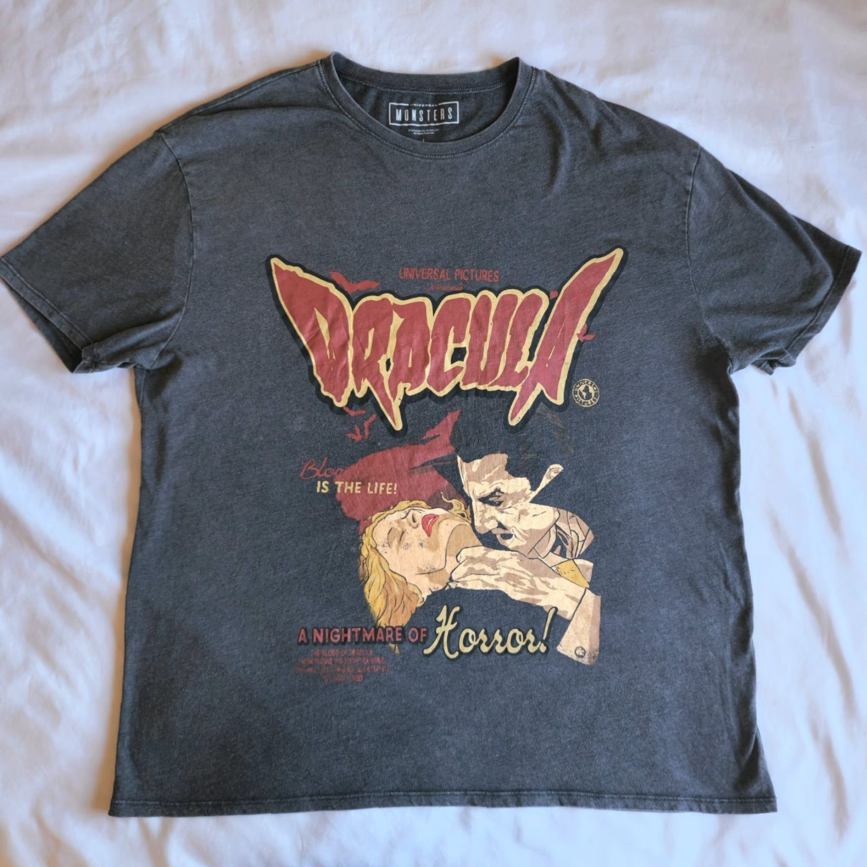 Vintage Universal Studios Monsters Dracula Classic Horror Movie Halloween Grey L T-Shirt Mens Size US L / EU 52-54 / 3 - 2 Thumbnail