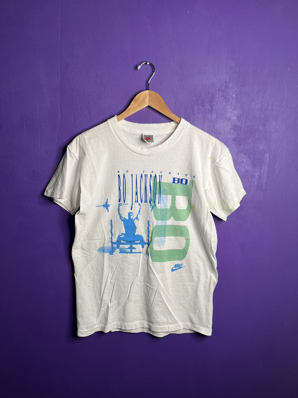 Vintage 80s Nike Bo Jackson weightlifting t-shirt