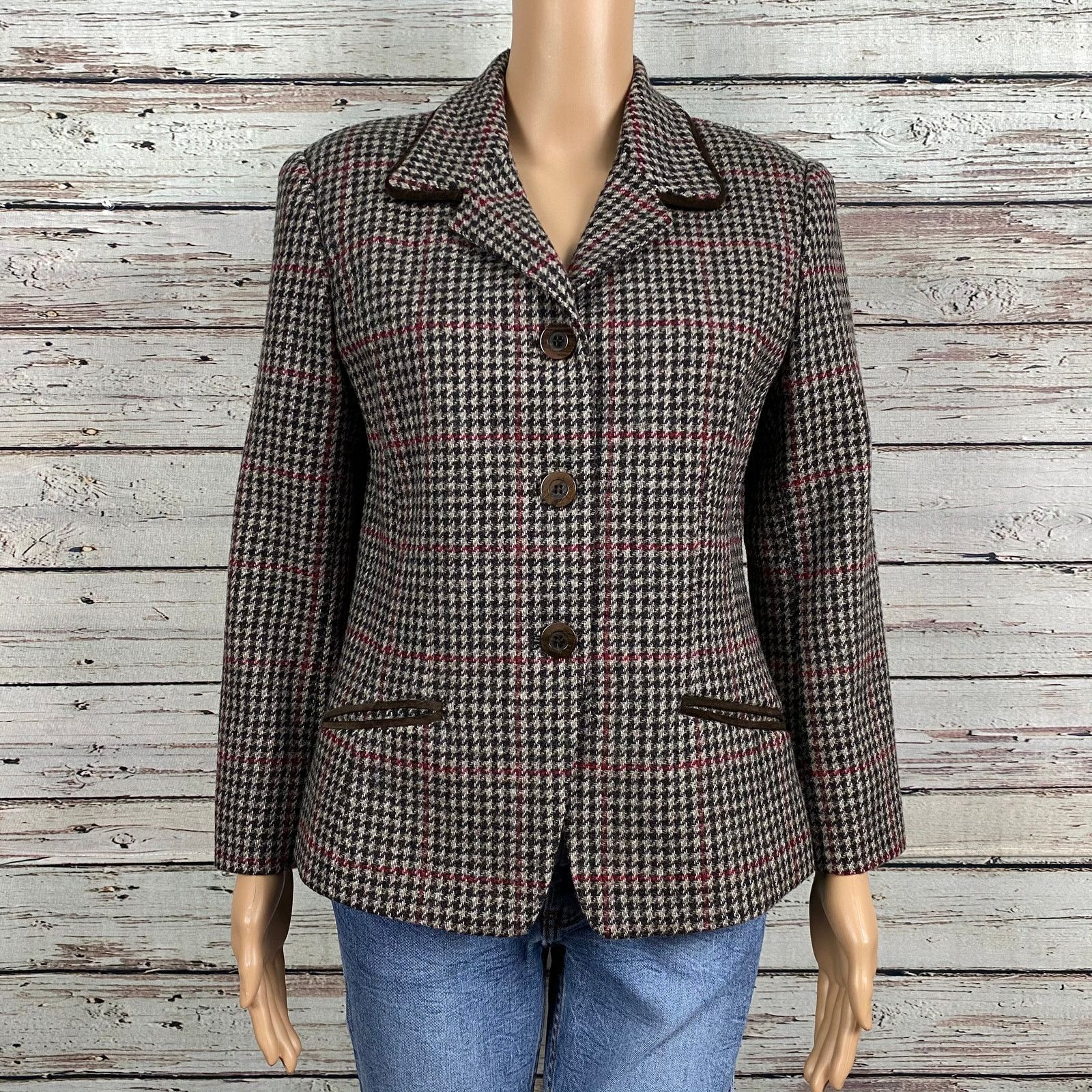 Other VTG David N Brown Herringbone Equestrian Blazer 6 Wool Size M / US 6-8 / IT 42-44 - 8 Thumbnail