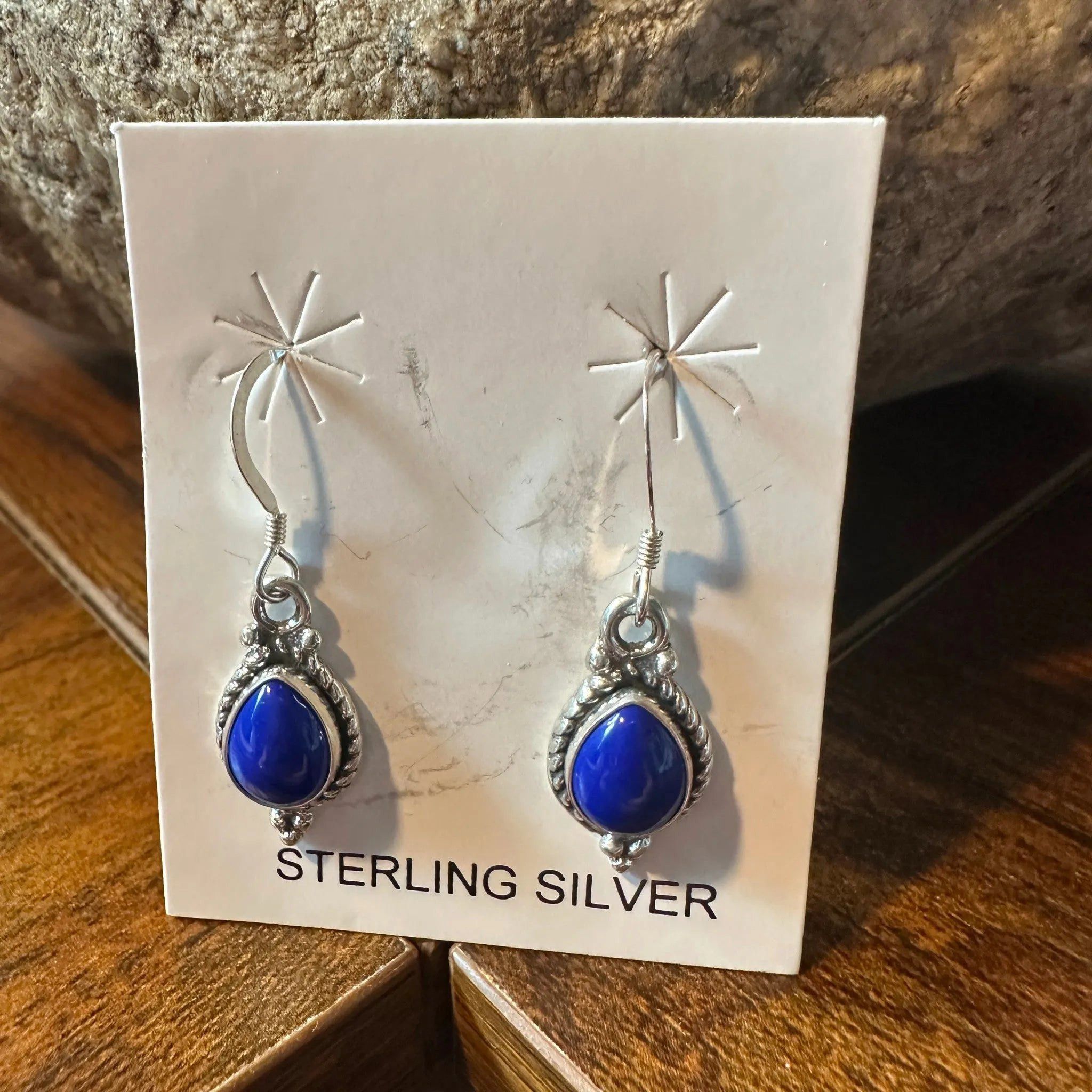 Other Boho Chic SilverWave Native Earrings: Sterling & Navy Blue H Size ONE SIZE - 1 Thumbnail