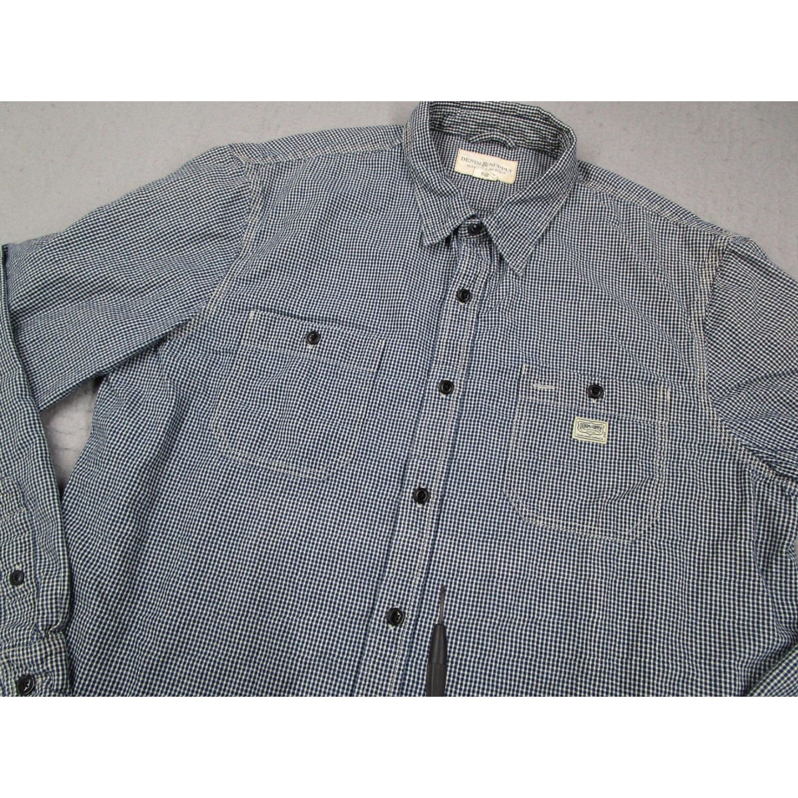 Ralph Lauren VINTAGE? No. Denim & Supply Ralph Lauren Shirt Mens 2XL Blue Gingham Plaid Button-Front Long Sleeve Cotton Classic Fit with Pockets Mens Size US XXL / EU 58 / 5 - 2 Thumbnail