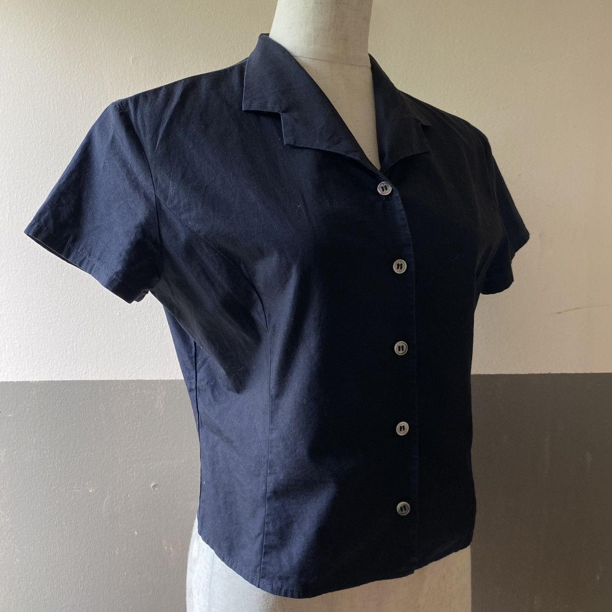 Paul Smith Paul Smith Navy Short Sleeve Button-Up Blouse Size M / US 6-8 / IT 42-44 - 2 Thumbnail