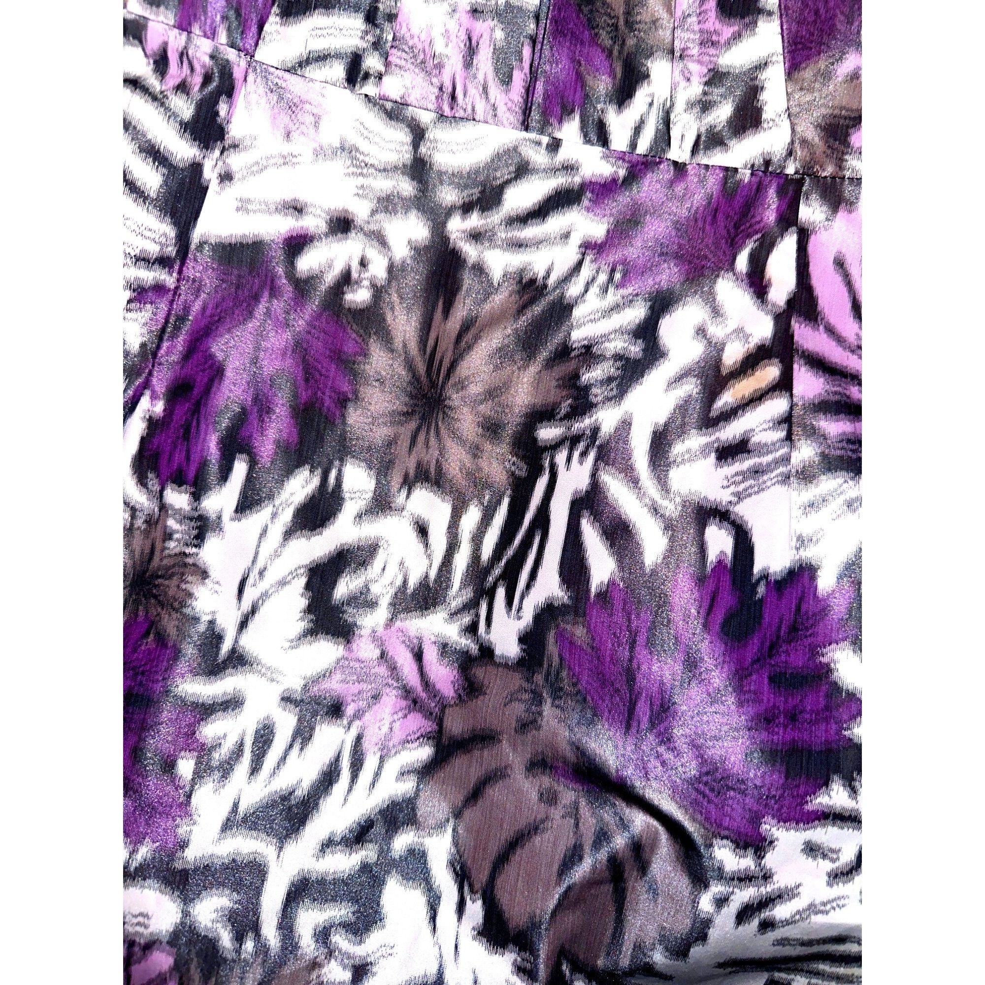 Other Alex Marie Purple Gray Floral Sleeveless Sheath Dress Pleate Size XS / US 0-2 / IT 36-38 - 13 Thumbnail