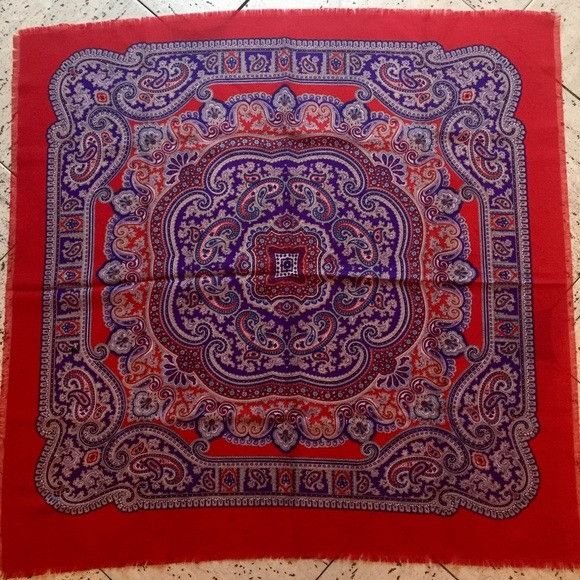 Vintage Vintage Red Paisley Scarf Handkerchief Size ONE SIZE - 1 Thumbnail