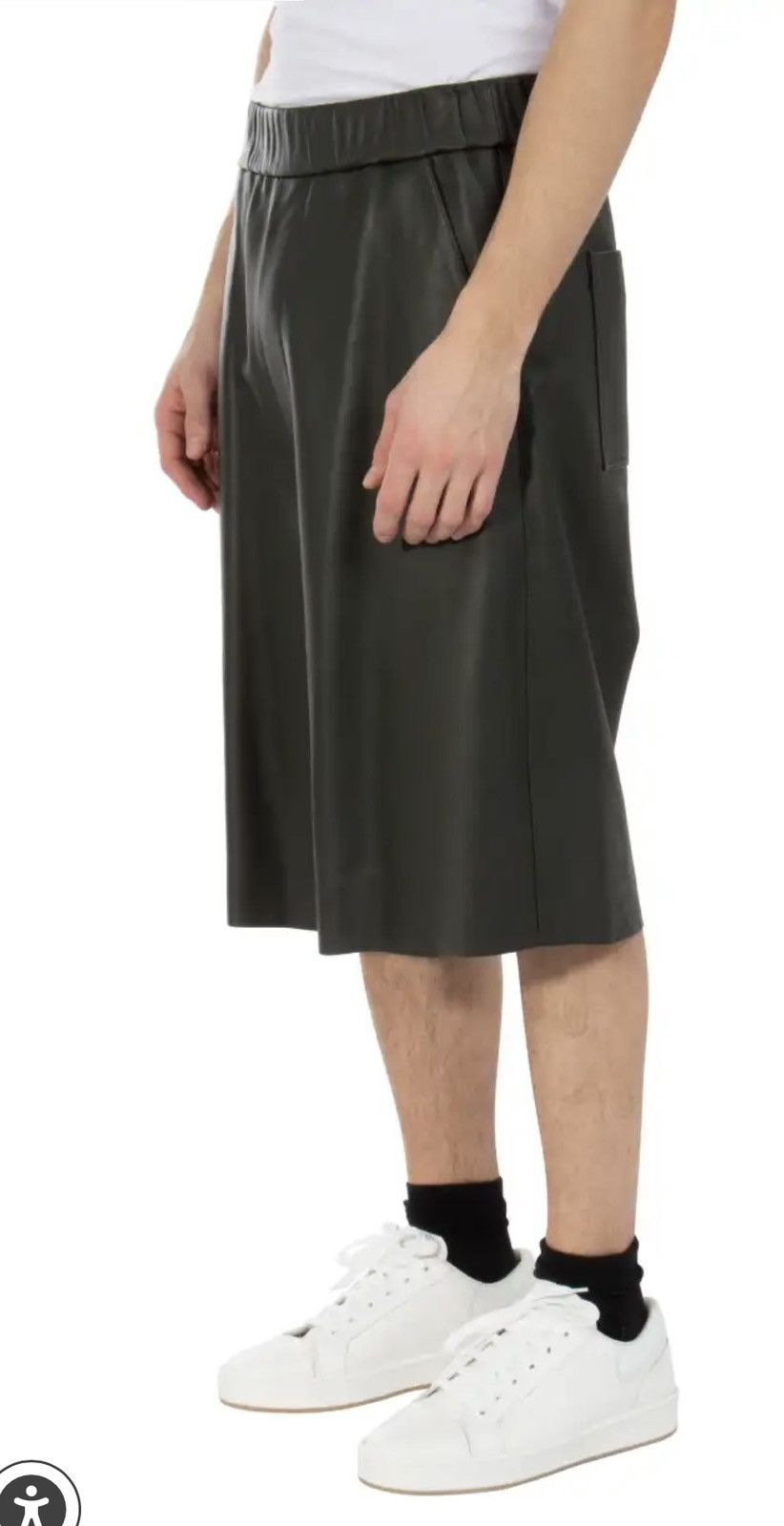 AMI New ! $1160 Ami Paris Dark Olive Green Lamb Leather Bermudas Size US 32 / EU 48 - 15 Thumbnail