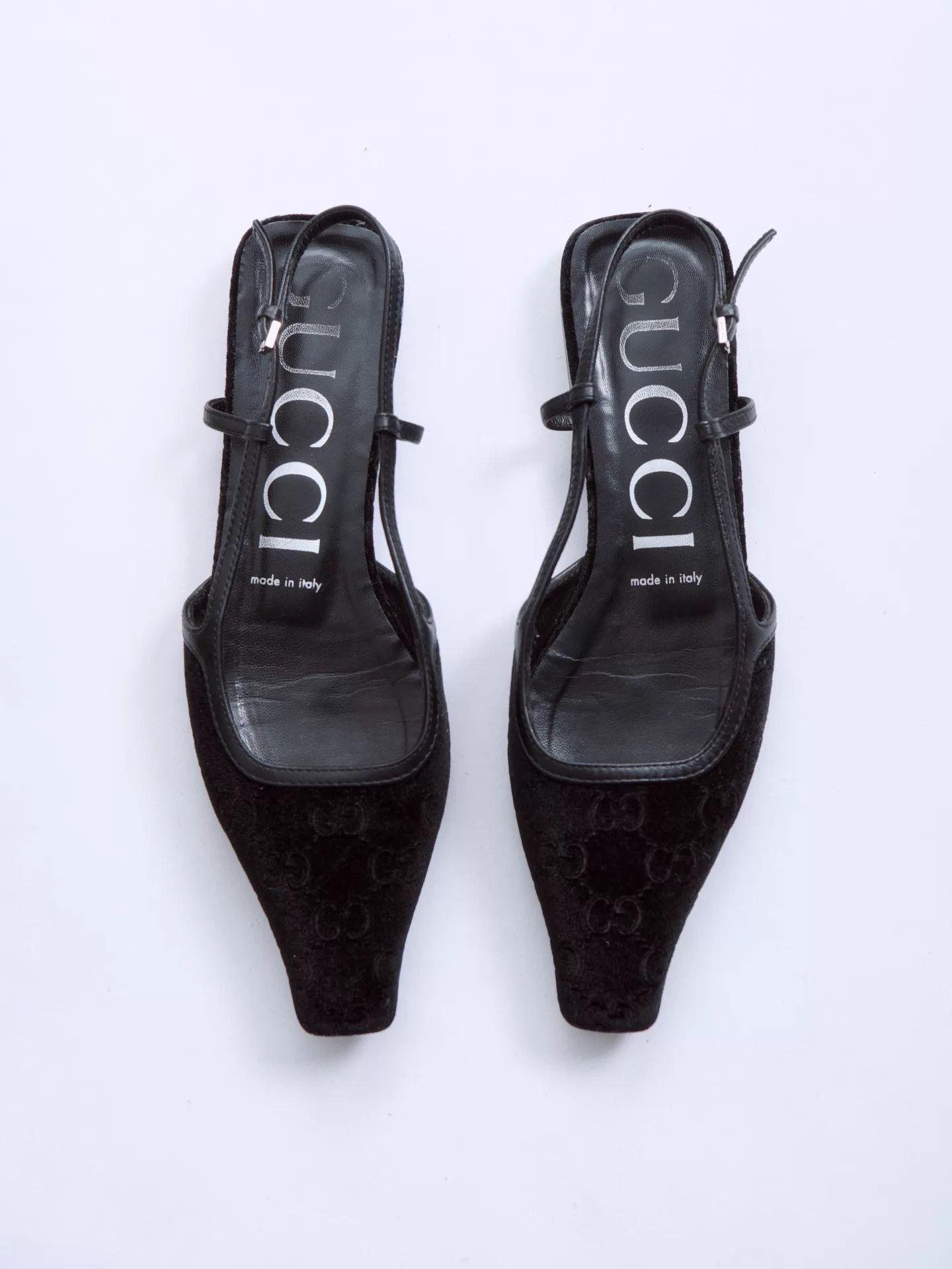 Gucci GUCCI Black Velvet Square Toe Buckle Flat Vintage 37 Size US 6.5 / IT 36.5 - 2 Thumbnail