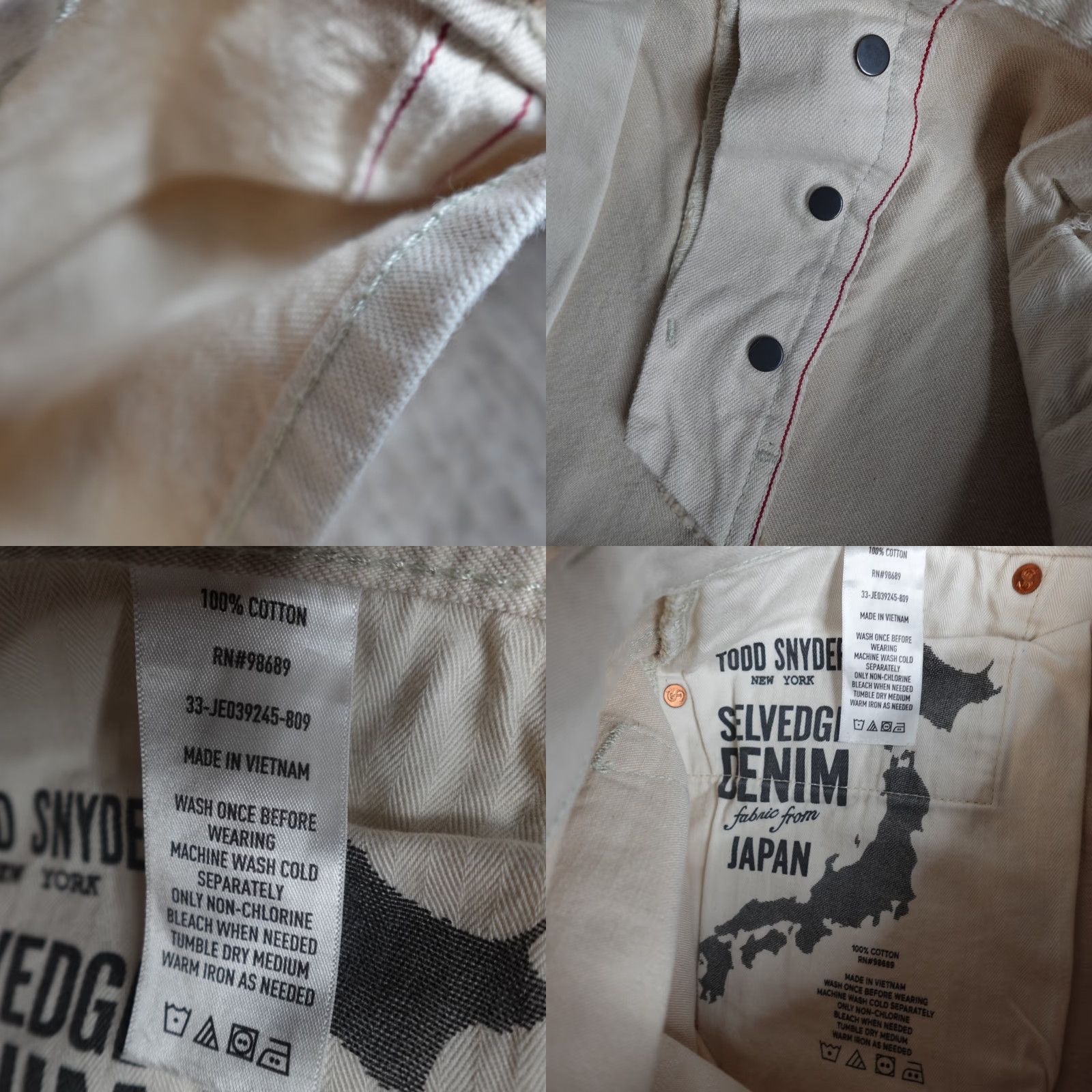Todd Snyder Todd Snyder Mens Jeans 32 x 30 Ivory Slim Fit Japanese Redline Selvedge Size US 32 / EU 48 - 8 Thumbnail