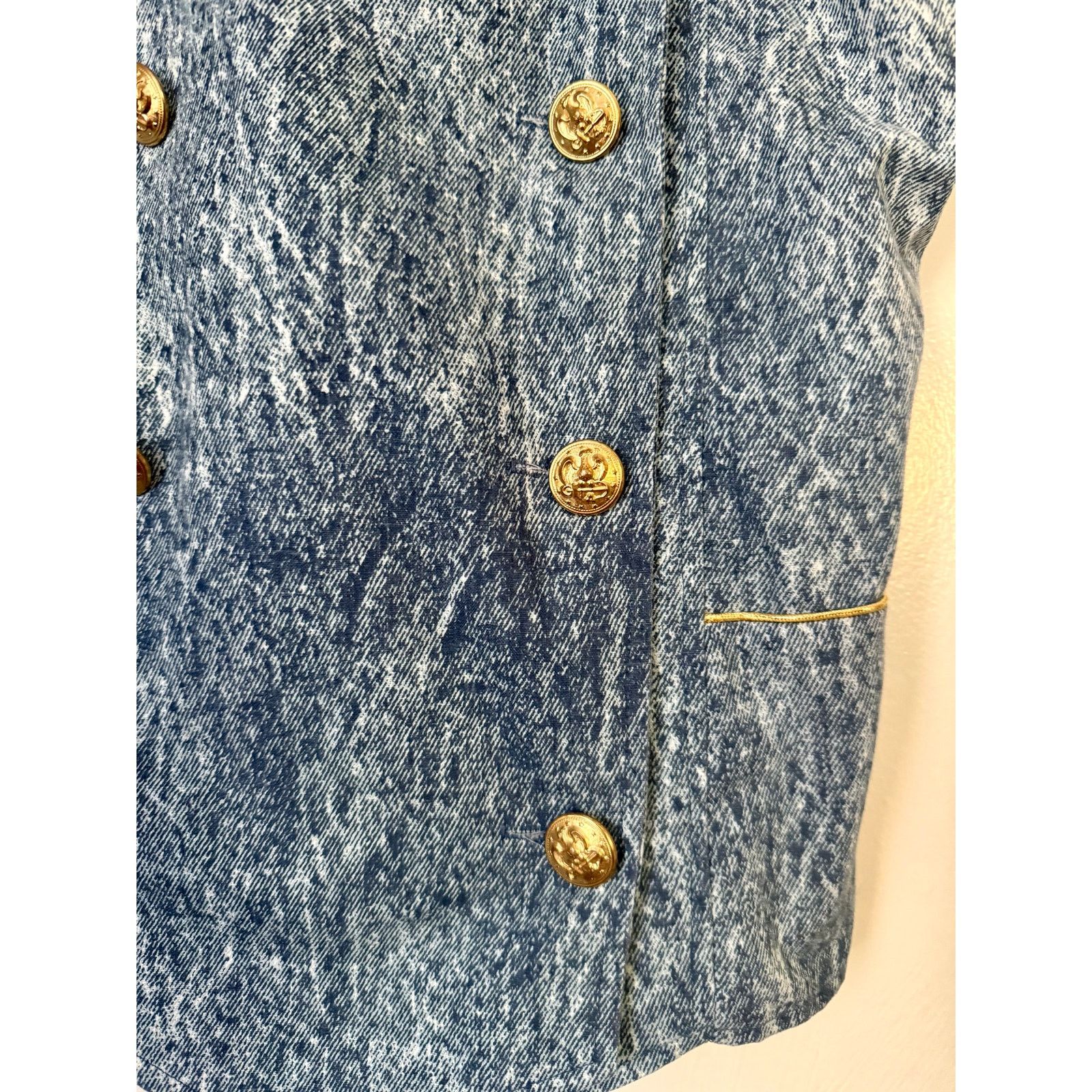 Vintage Vintage 80s Acid Wash Gold Button Vest Jacket XS Small Size S / US 4 / IT 40 - 3 Thumbnail