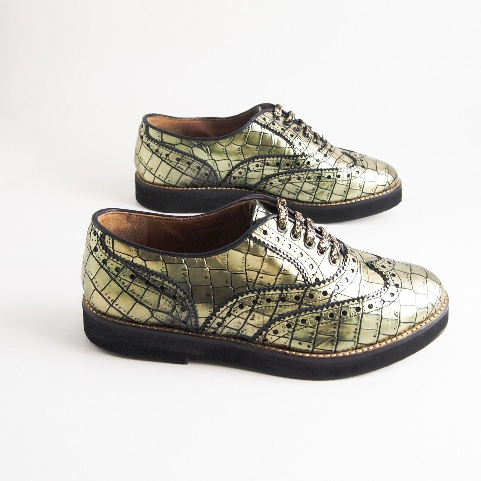 Fratelli Rossetti Fratelli Rossetti Brogues Green Metallic Faux Croc 37 US 7 Size US 7 / IT 37 - 6 Thumbnail
