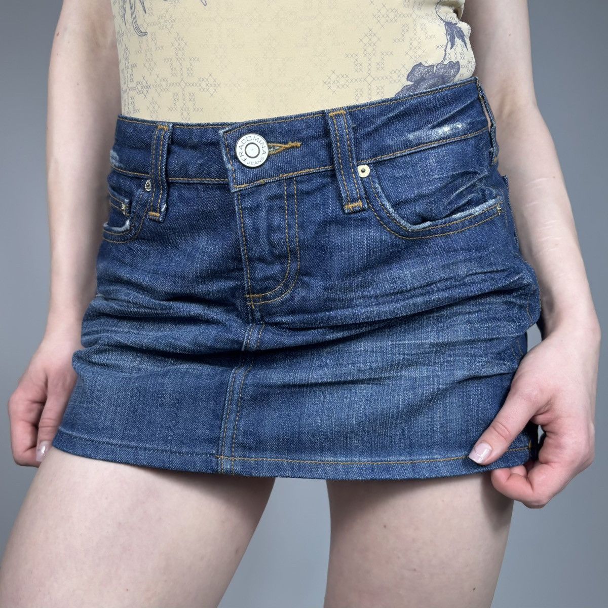 Vintage Vintage Y2K Japanese Style Denim Mini Skirt 90s Style Size 29" - 2 Thumbnail