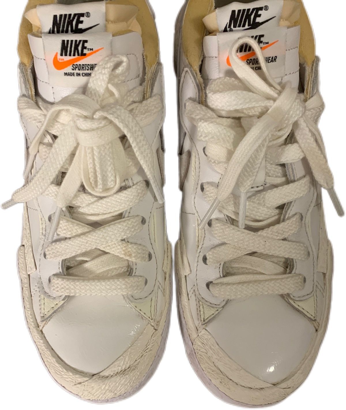 image of Nike x Sacai Blazer Low Shoes in Gray/White, Women's (Size 7)
