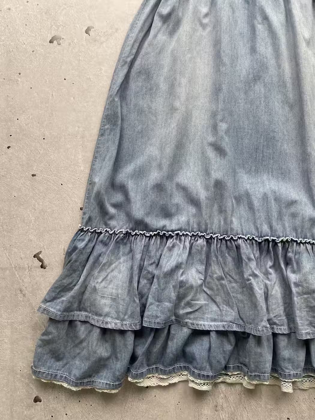 Other Vintage Denim Flared Maxi Skirt Size S / US 4 / IT 40 - 7 Thumbnail