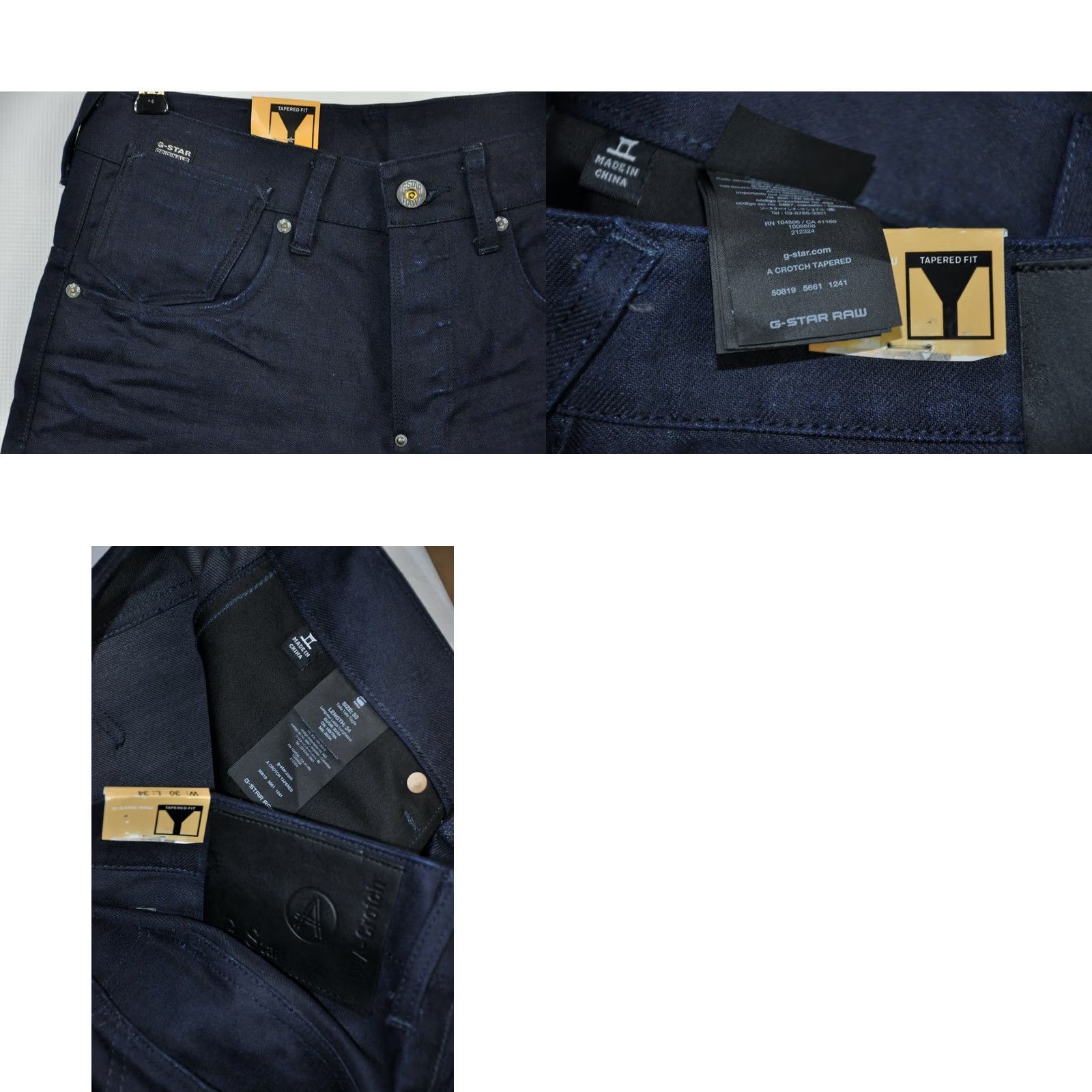 G-Star G-Star A Crotch Tapered Jeans Mens W30/L34 Blue Denim 5-Pocket Classic Regular Fit 100% Cotton Raw Wash - G-Star RAW Size US 30 / EU 46 - 8 Thumbnail