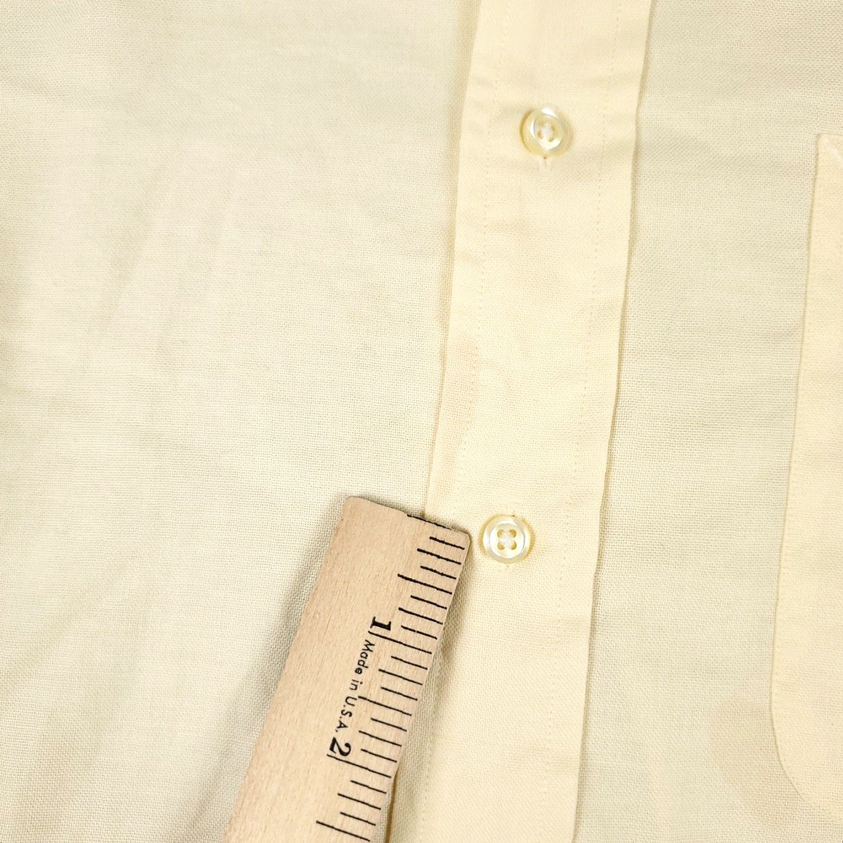 Tommy Hilfiger Tommy Hilfiger Dress Shirt Men's 17 Ivory Button-Up Long Sleeve Solid Classic Preppy Size 46R - 4 Thumbnail