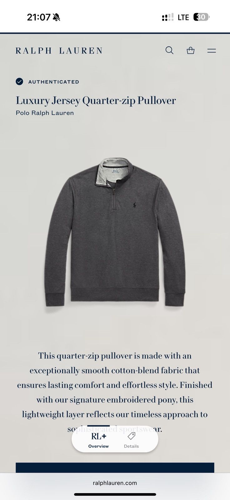 Polo Ralph Lauren 🇺🇸 NWT❗️Polo Ralph Lauren Luxury Jersey Quarter-zip Pullover Size US L / EU 52-54 / 3 - 14 Thumbnail
