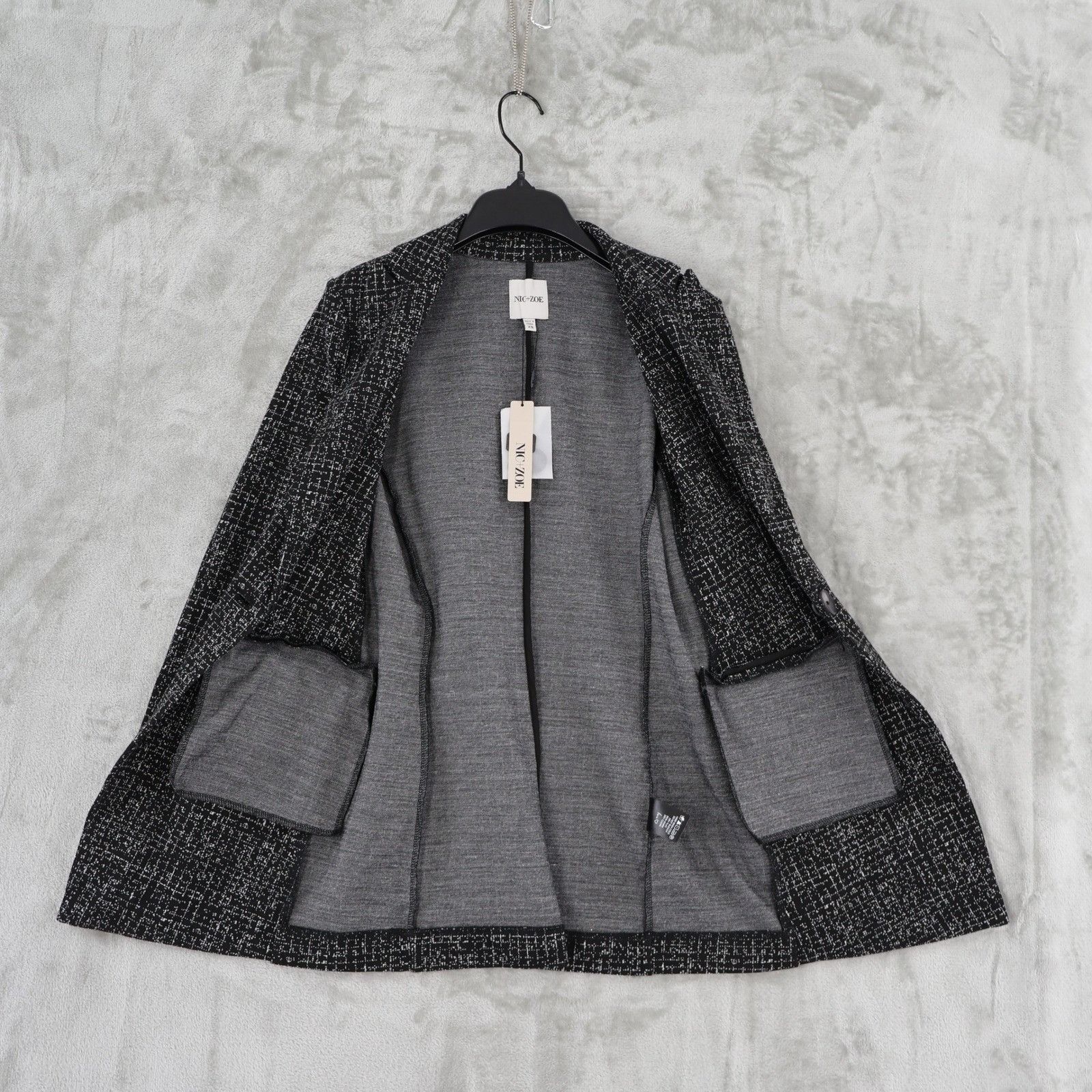 NIC+ZOE NIC+ZOE Dotty Grid Zip Jacket Womens XS Black Knit Career Po Size XS / US 0-2 / IT 36-38 - 11 Thumbnail