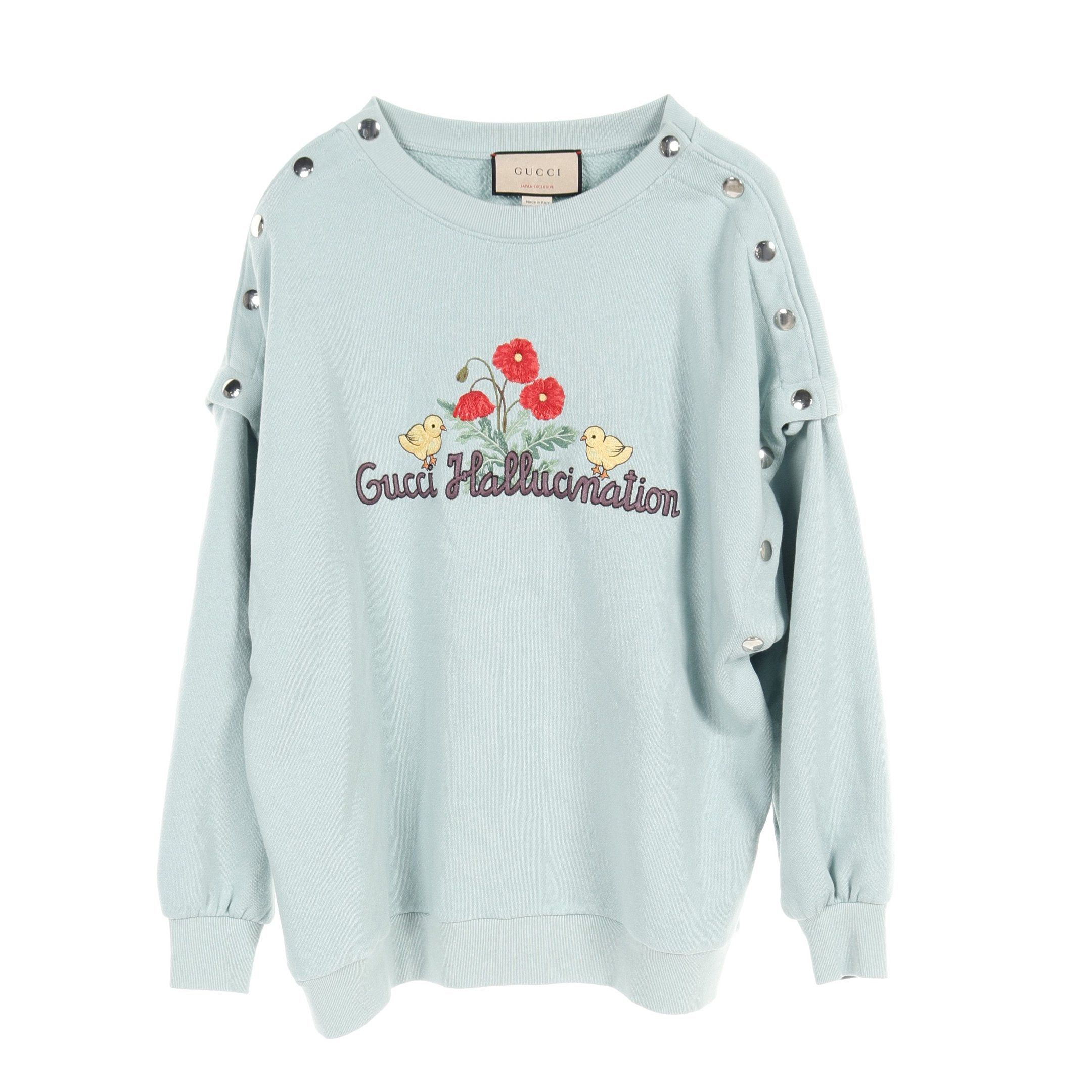 image of Gucci Sweatshirt Logo Embroidery Cotton Light Green, Women's